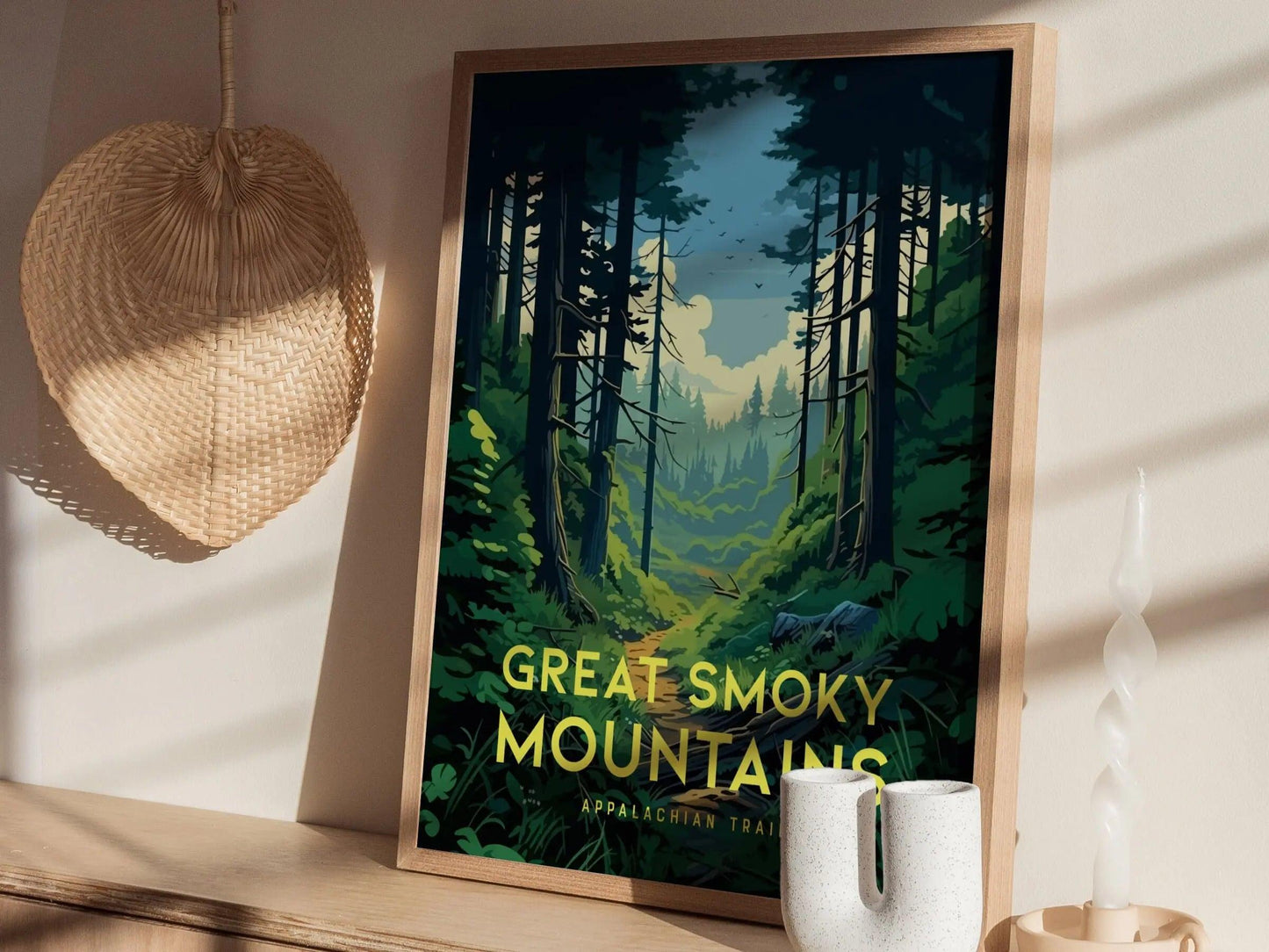 Great Smoky Mountains Appalachian Trail, AT, Carolina, Tennessee - Framed Wall Art Poster Camper Hiker Backpacker Print Gift Home Decor - Swell Scenes