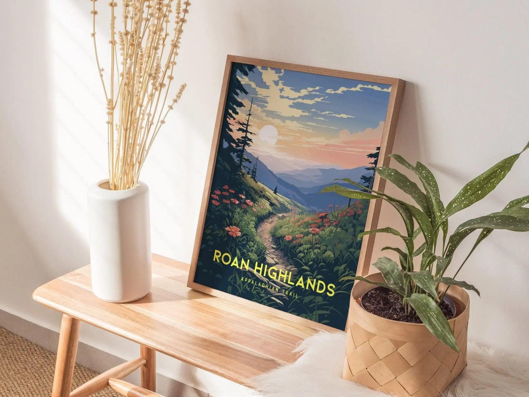 Roan Highlands Appalachian Trail, Framed Wall Art | AT, Carolina, Tennessee Mountains | Poster Hiker Backpacker Print Gift Idea Home Decor - Swell Scenes