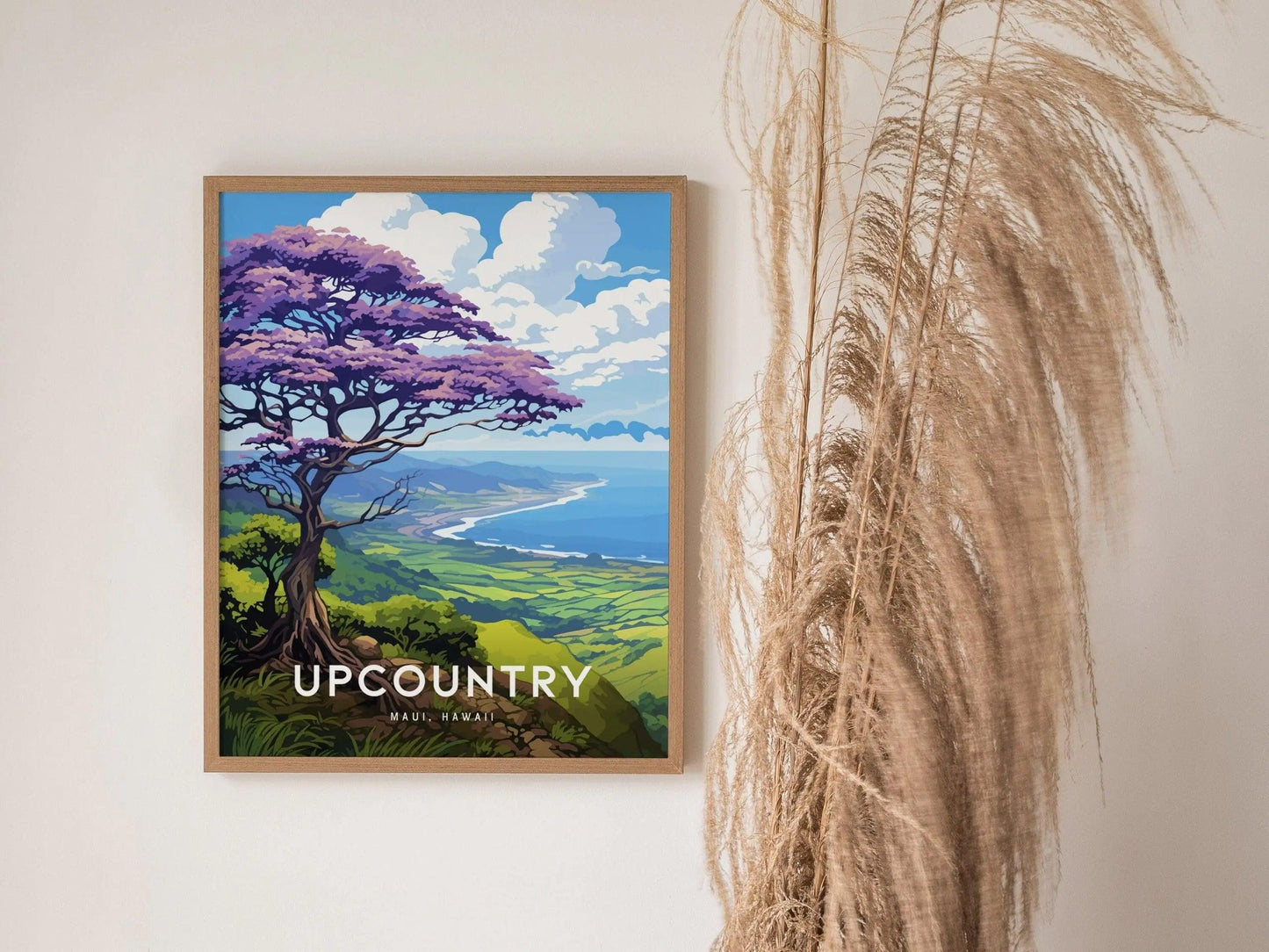 Upcountry Jacaranda, Makawao, Kula, Paia, Maui, Hawaii - Framed Wall Art Poster Design Travel Island Tropical Memorial Print Gift Home Decor - Swell Scenes