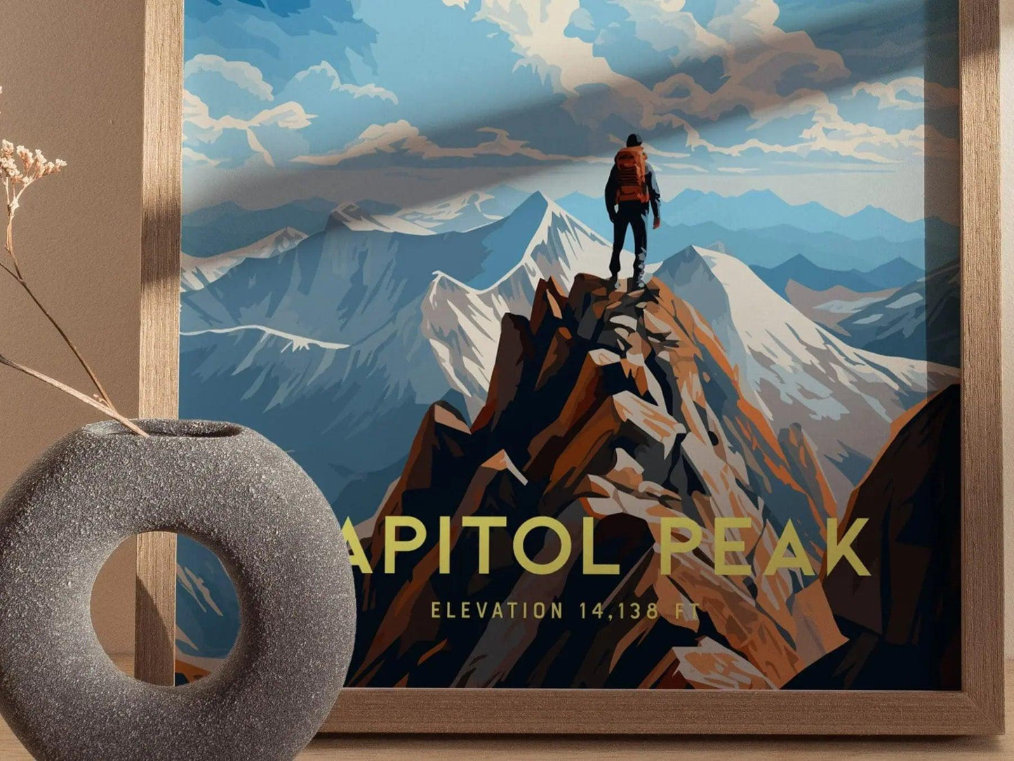 Capitol Peak Fourteener Colorado, Framed Wall Art | Rocky Mountains 14ers | 14er Climber Hiker Adventure Poster Print Gift Idea Home Decor - Swell Scenes
