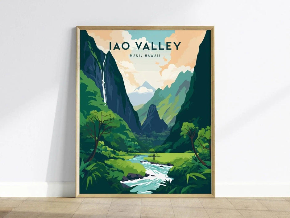 Iao Valley Needle, Maui, Hawaii - Wall Art Poster Design Travel Strong Rainforest Ocean Tropical Hawaiian Wailuku Print Gift Collection Set - Swell Scenes