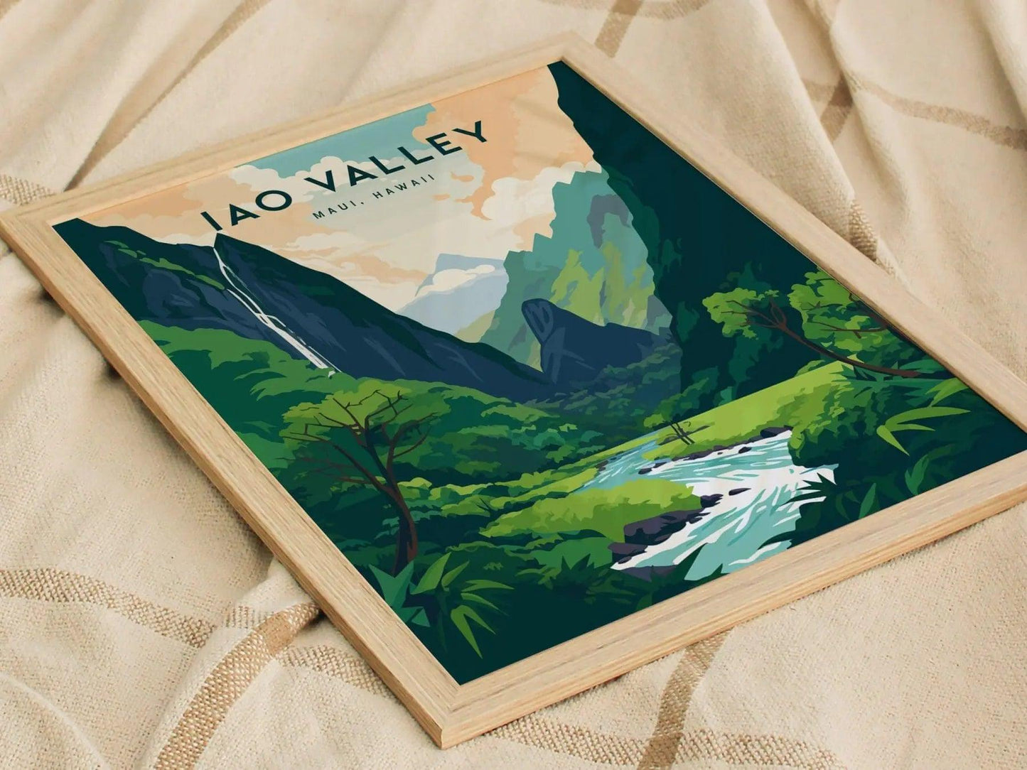 Iao Valley Needle, Maui, Hawaii - Wall Art Poster Design Travel Strong Rainforest Ocean Tropical Hawaiian Wailuku Print Gift Collection Set - Swell Scenes