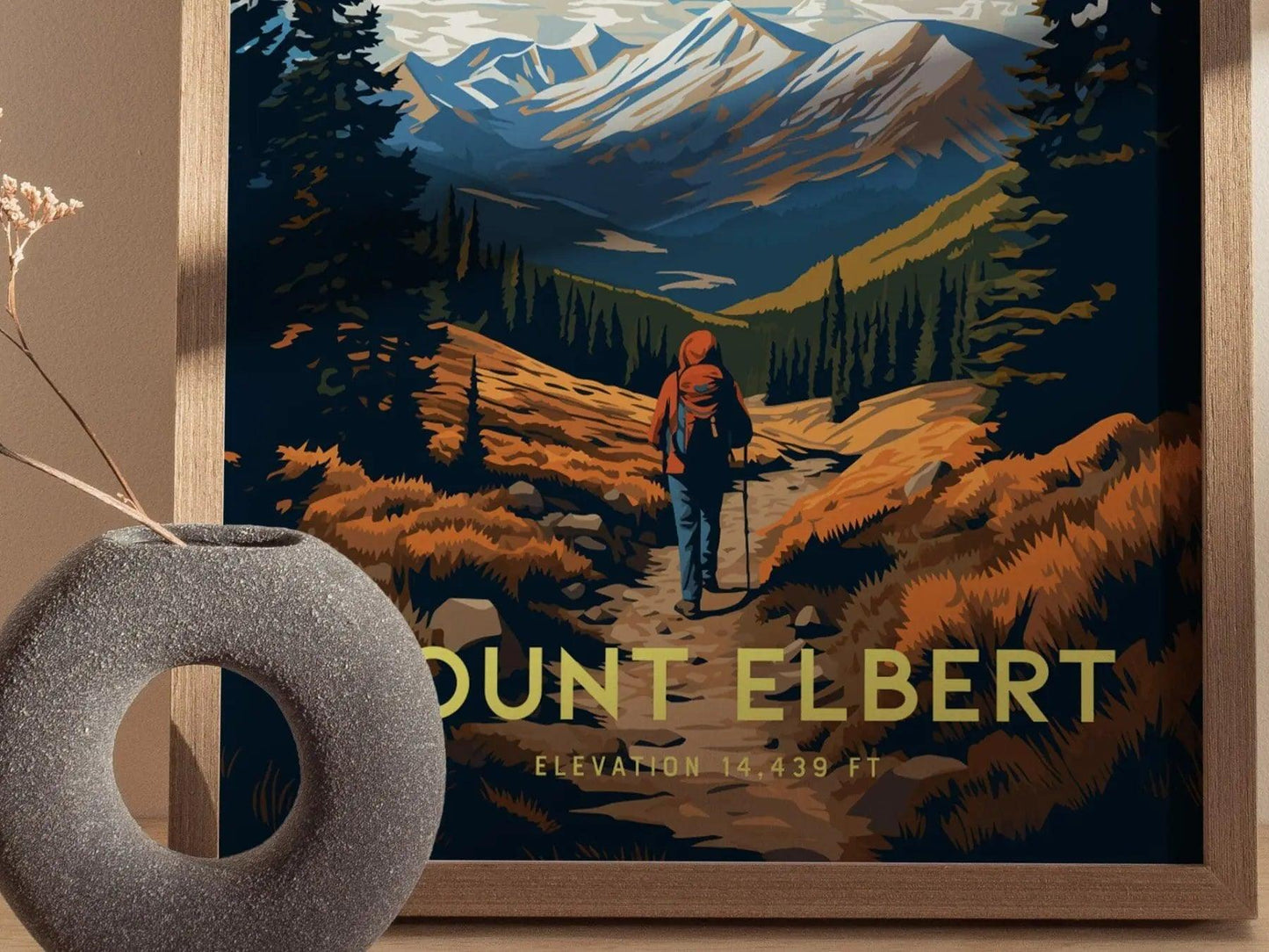 Mount Elbert Colorado Fourteener, Framed Wall Art | Rocky Mountains 14ers | 14er Climber Hiker Adventure Poster Print Gift Idea Home Decor - Swell Scenes