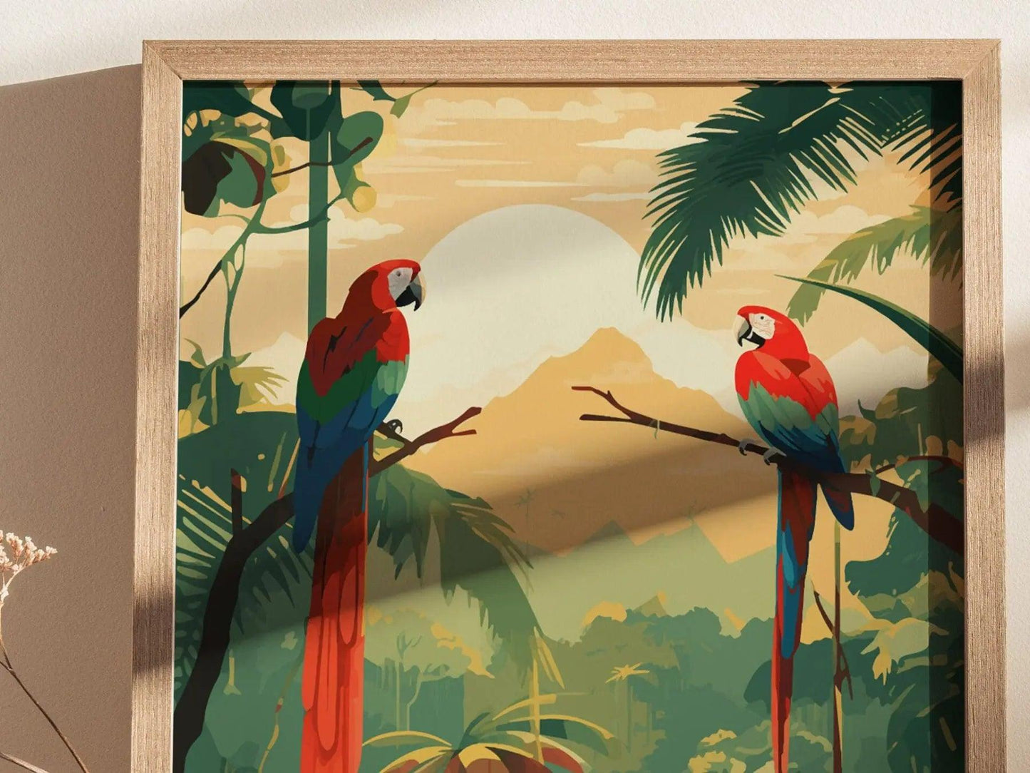 Arenal Volcano, Costa Rica, Central America - Wall Art Poster Design Travel Framed Print Tropical Jungle Parrot Gift - Swell Scenes