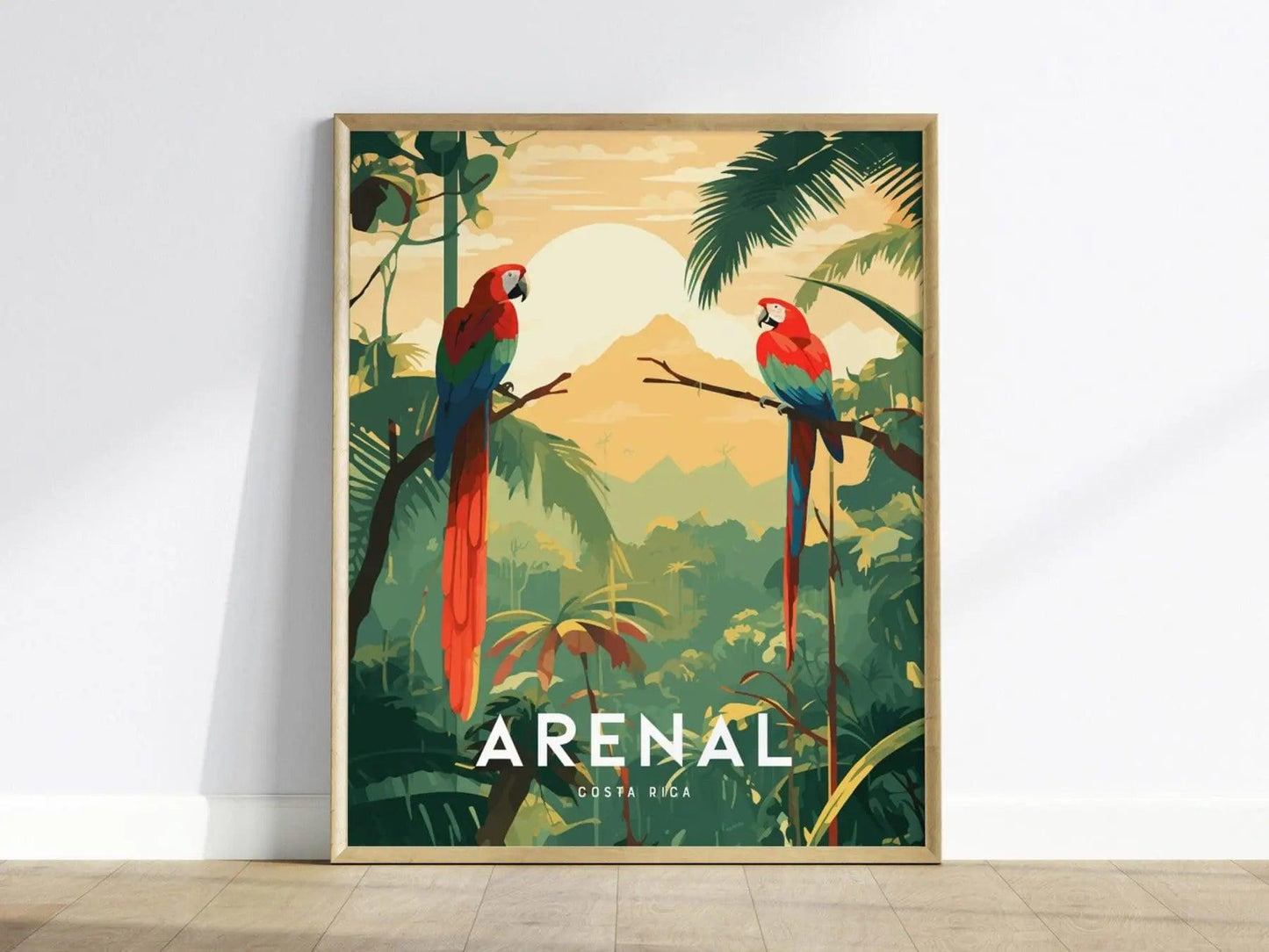 Arenal Volcano, Costa Rica, Central America - Wall Art Poster Design Travel Framed Print Tropical Jungle Parrot Gift - Swell Scenes