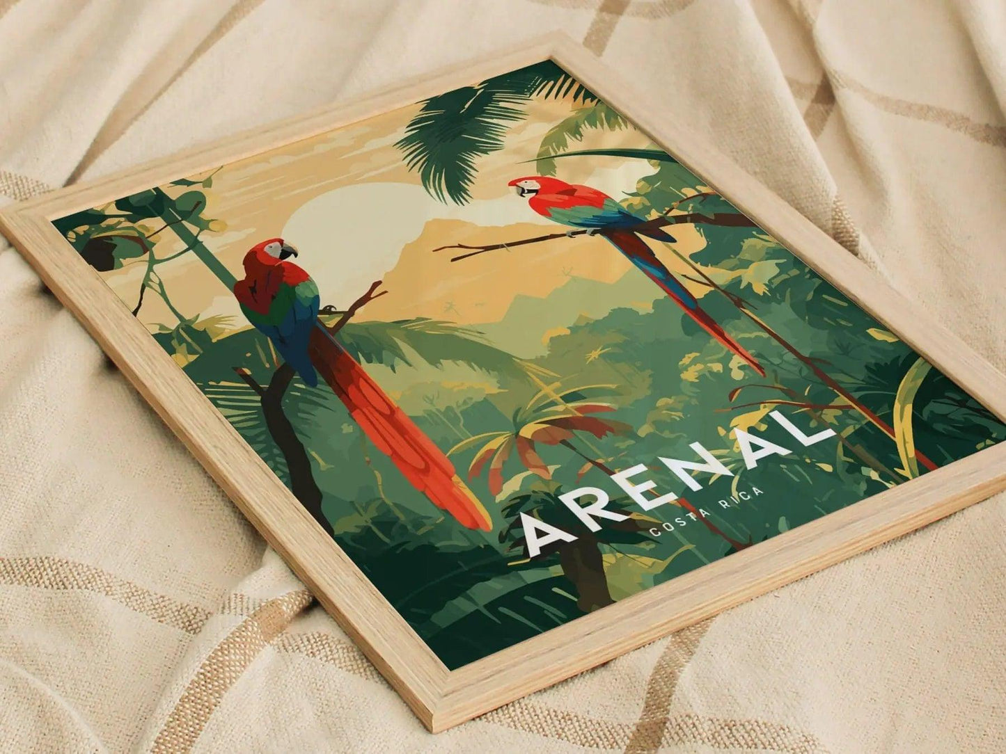 Arenal Volcano, Costa Rica, Central America - Wall Art Poster Design Travel Framed Print Tropical Jungle Parrot Gift - Swell Scenes