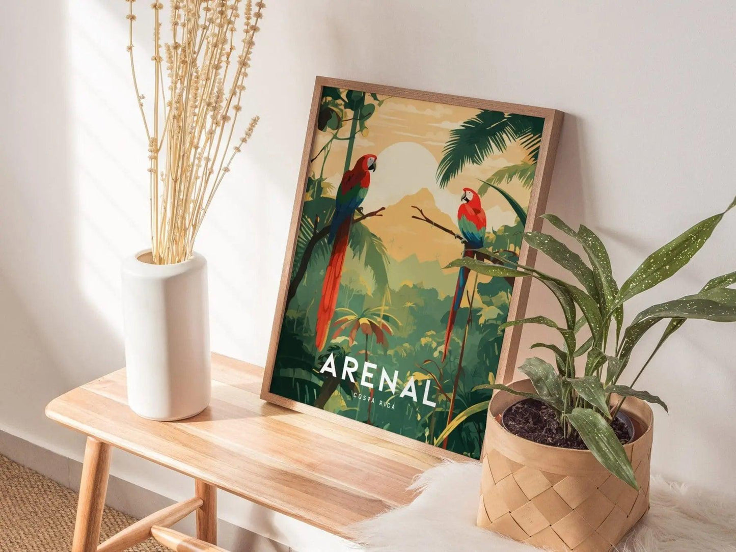 Arenal Volcano, Costa Rica, Central America - Wall Art Poster Design Travel Framed Print Tropical Jungle Parrot Gift - Swell Scenes