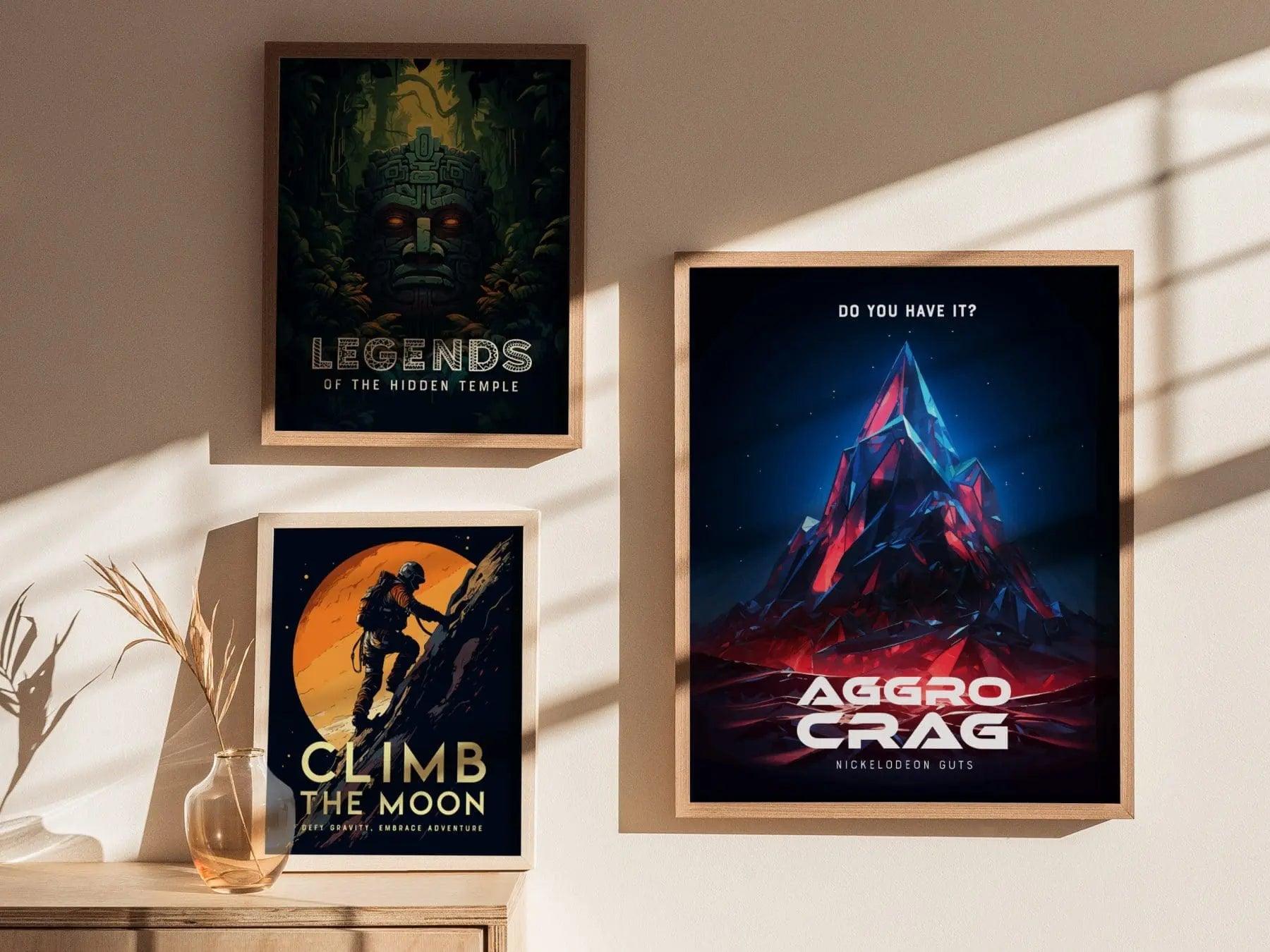 Nickelodeon Guts Aggro Crag Framed Wall Art | 90s Nick Fan Nostalgia Poster Design 1990s Nostalgic Print Millennials Home Office Decor Gift - Swell Scenes