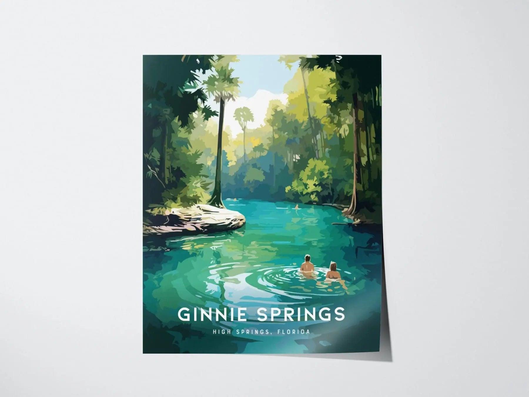 Ginnie Springs, High Springs, Florida - Wall Art Poster Design Travel Camping Swimming Wilderness Nature Hiker Explorer Adventure Print Gift - Swell Scenes