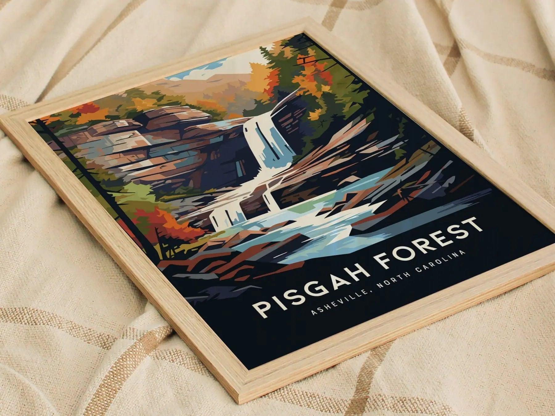 Pisgah Forest, Asheville, North Carolina Mountains - Framed Wall Art Poster Design Travel Print Hiker Backpacker Waterfall Gift Home Decor - Swell Scenes