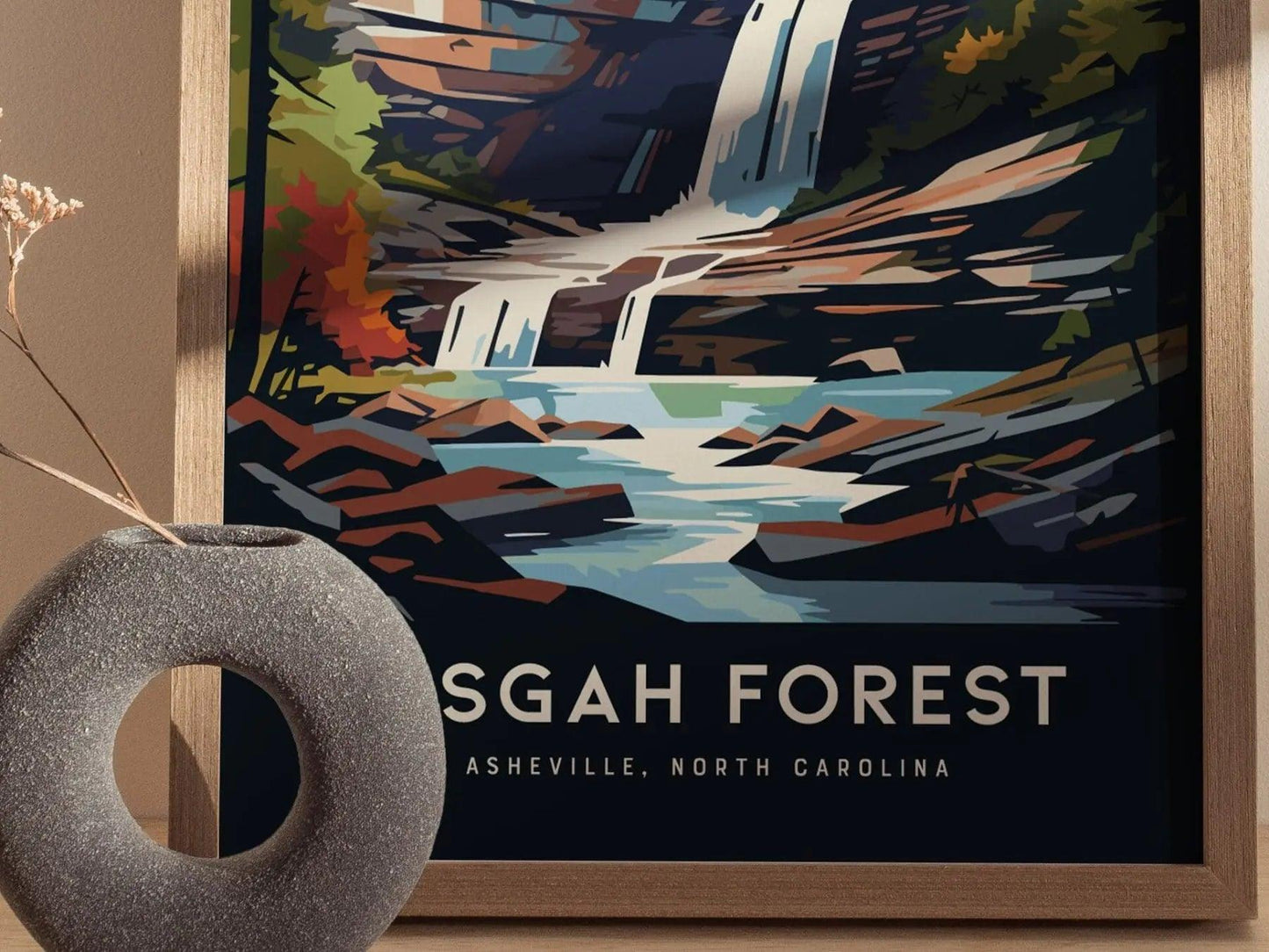 Pisgah Forest, Asheville, North Carolina Mountains - Framed Wall Art Poster Design Travel Print Hiker Backpacker Waterfall Gift Home Decor - Swell Scenes