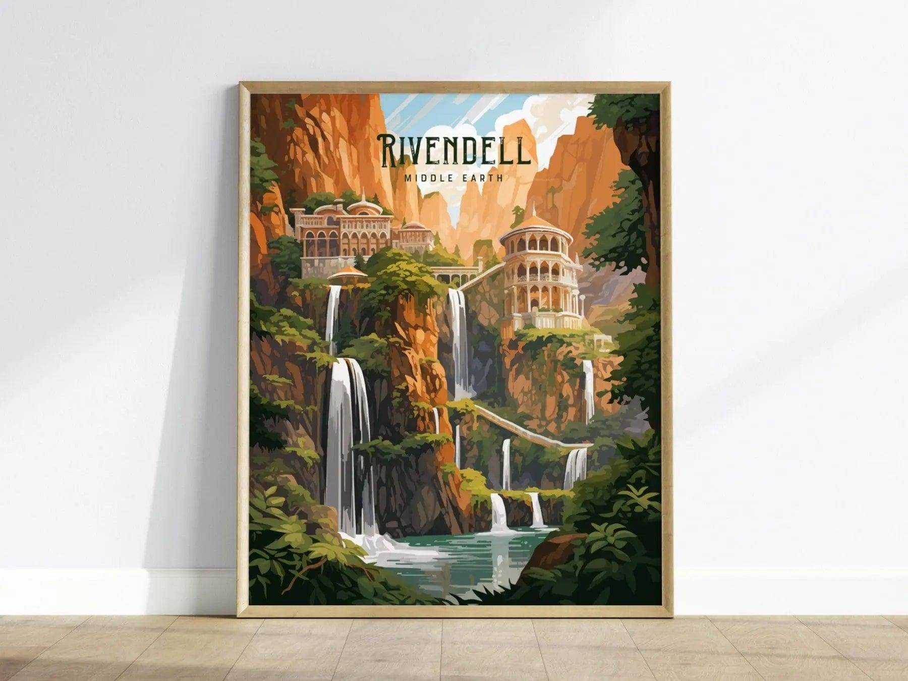 Rivendell Middle Earth Framed Wall Art | Lord Of The Rings Poster Design | Elvish Unframed Print | Tolkien Set Elf Fantasy LOTR Home Decor - Swell Scenes