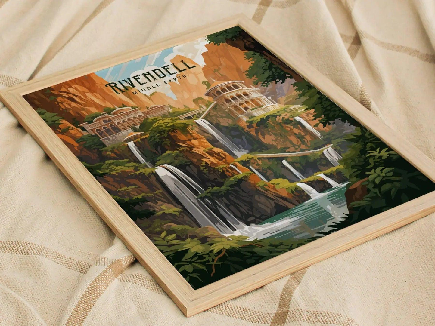 Rivendell Middle Earth Framed Wall Art | Lord Of The Rings Poster Design | Elvish Unframed Print | Tolkien Set Elf Fantasy LOTR Home Decor - Swell Scenes