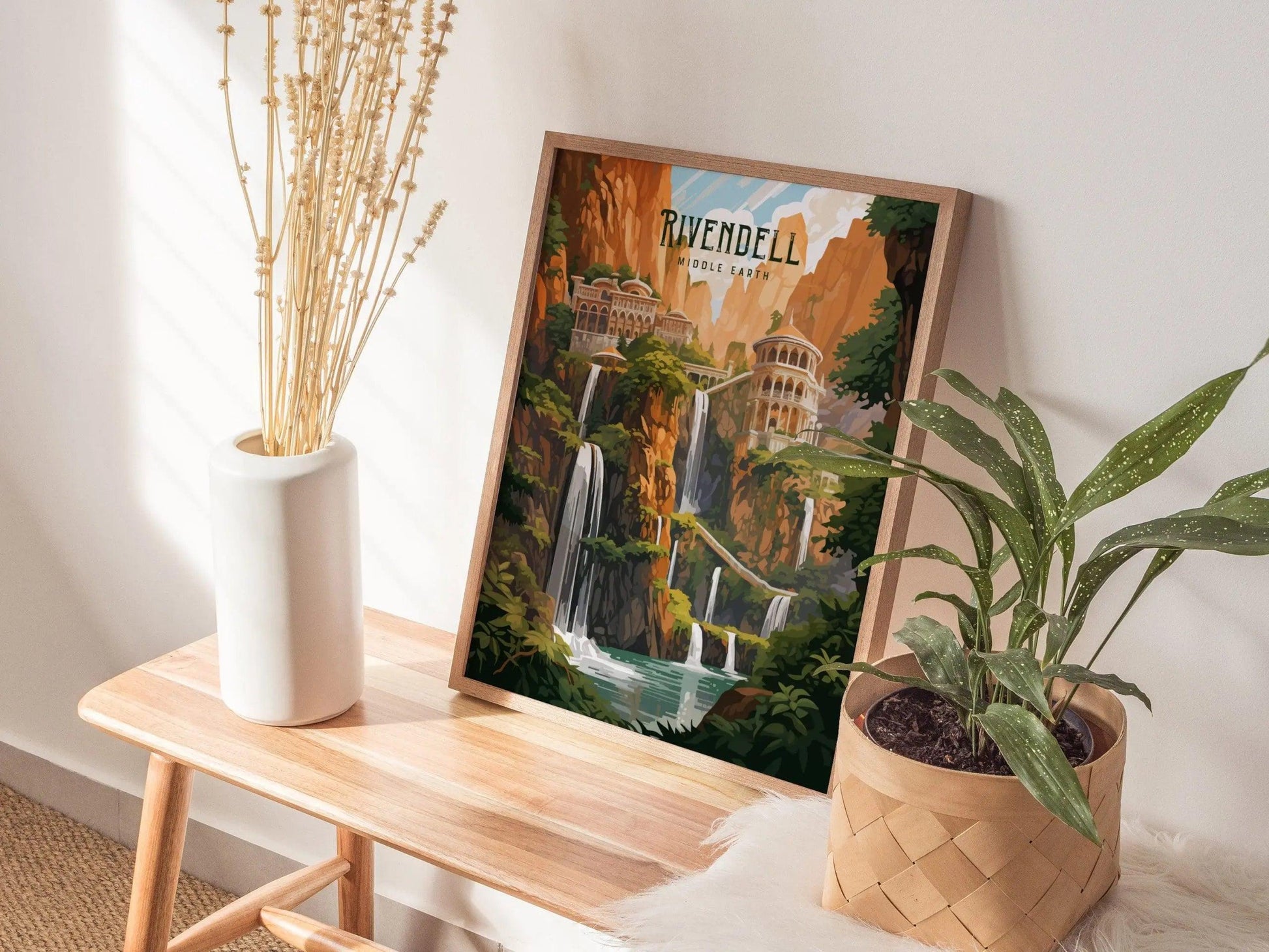 Rivendell Middle Earth Framed Wall Art | Lord Of The Rings Poster Design | Elvish Unframed Print | Tolkien Set Elf Fantasy LOTR Home Decor - Swell Scenes