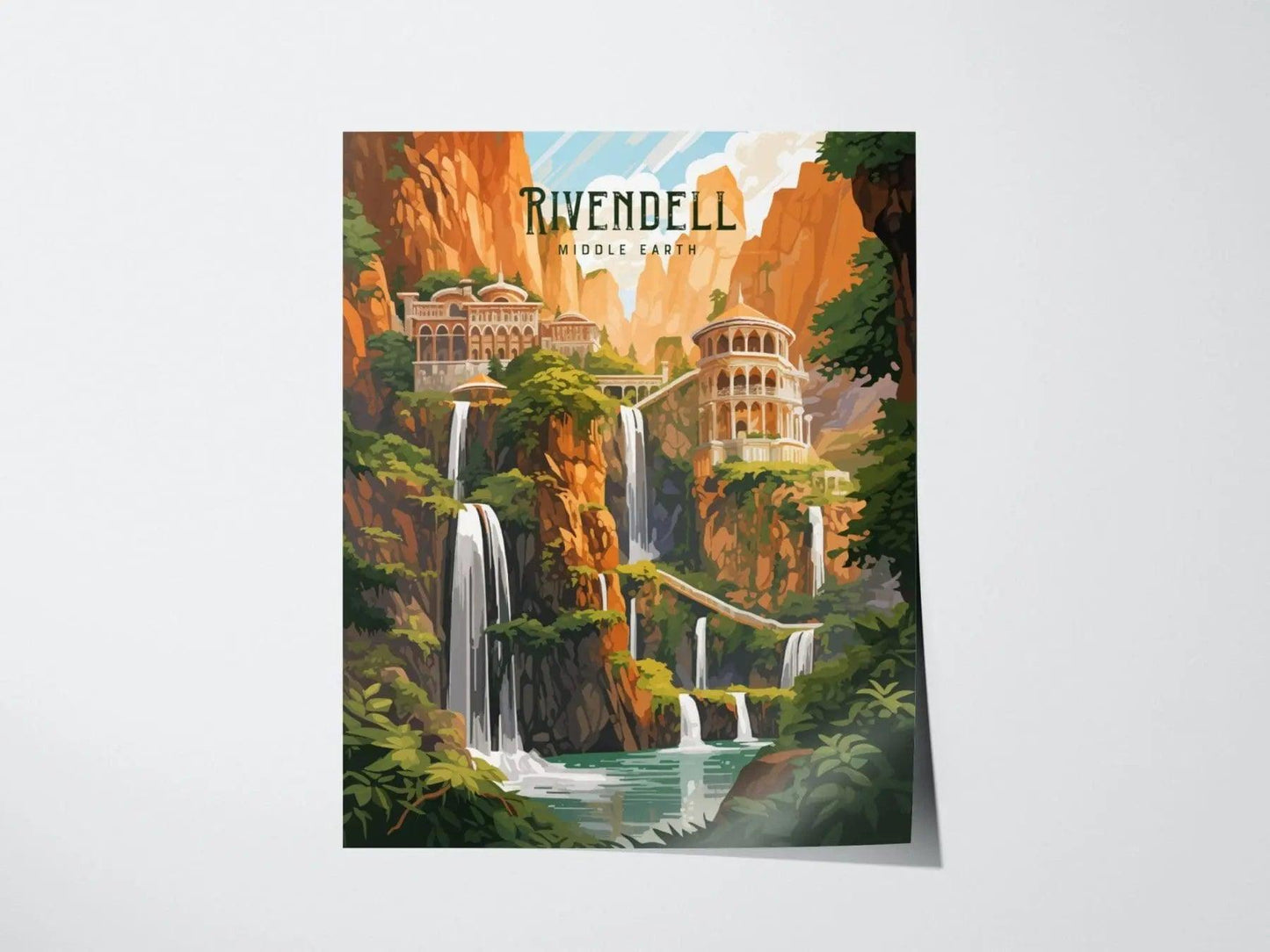 Rivendell Middle Earth Framed Wall Art | Lord Of The Rings Poster Design | Elvish Unframed Print | Tolkien Set Elf Fantasy LOTR Home Decor - Swell Scenes