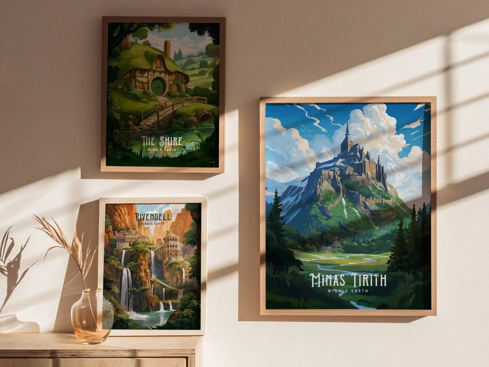 Minas Tirith, Lord Of The Rings Framed Wall Art | Middle Earth Poster Design | Human City Print | Tolkien Set Fantasy LOTR Home Decor - Swell Scenes