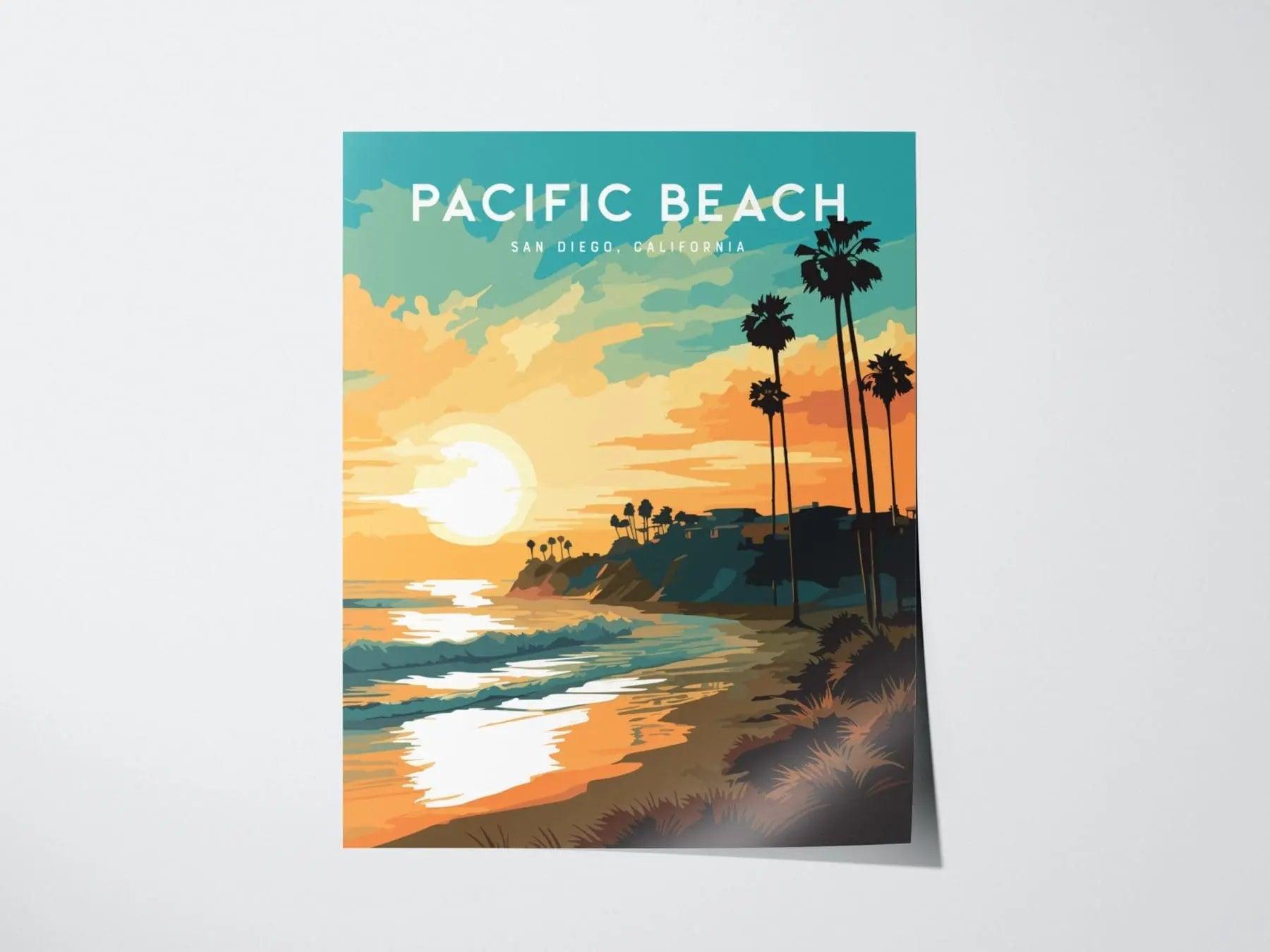 Pacific Beach San Diego Surf Framed Wall Art | Old Man's Tourmaline Poster Design | California Surfing Print | Surfer Home Decor Gift Set - Swell Scenes