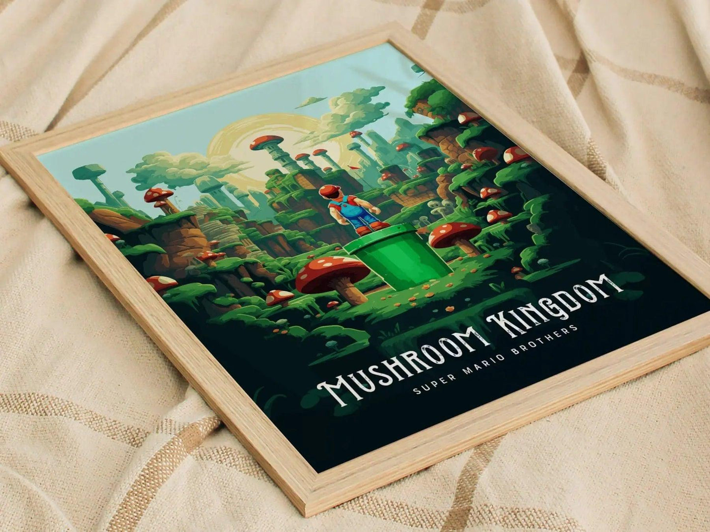 Mario Brothers Movie Mushroom Kingdom Framed Wall Art | Toad Woods Poster Design | Super Bros Print | Gamer Fantasy Home Decor Collection - Swell Scenes