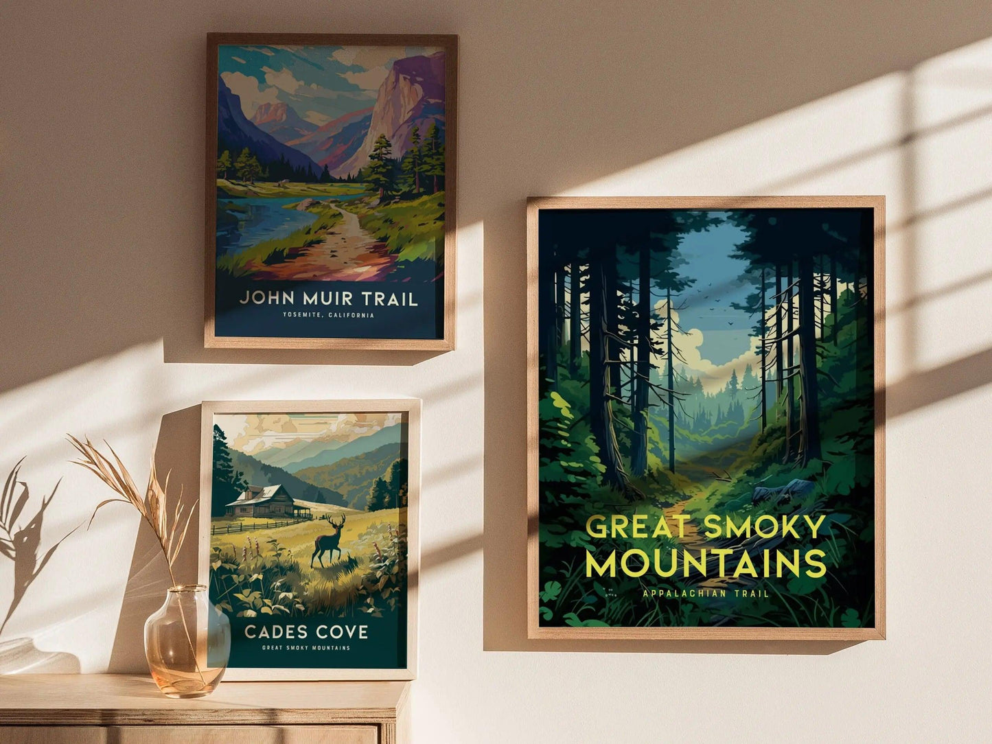 Great Smoky Mountains Appalachian Trail, AT, Carolina, Tennessee - Framed Wall Art Poster Camper Hiker Backpacker Print Gift Home Decor - Swell Scenes
