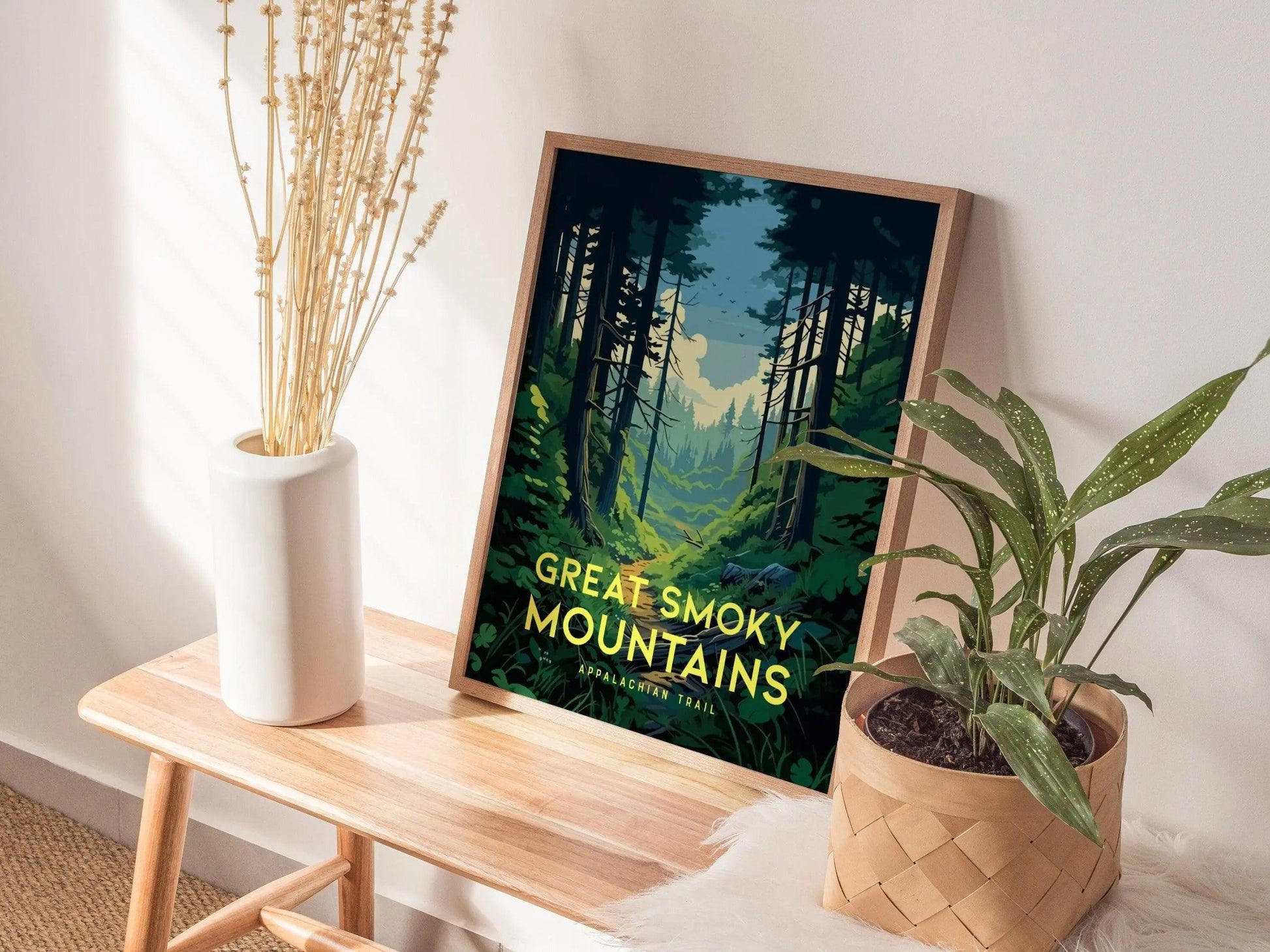 Great Smoky Mountains Appalachian Trail, AT, Carolina, Tennessee - Framed Wall Art Poster Camper Hiker Backpacker Print Gift Home Decor - Swell Scenes