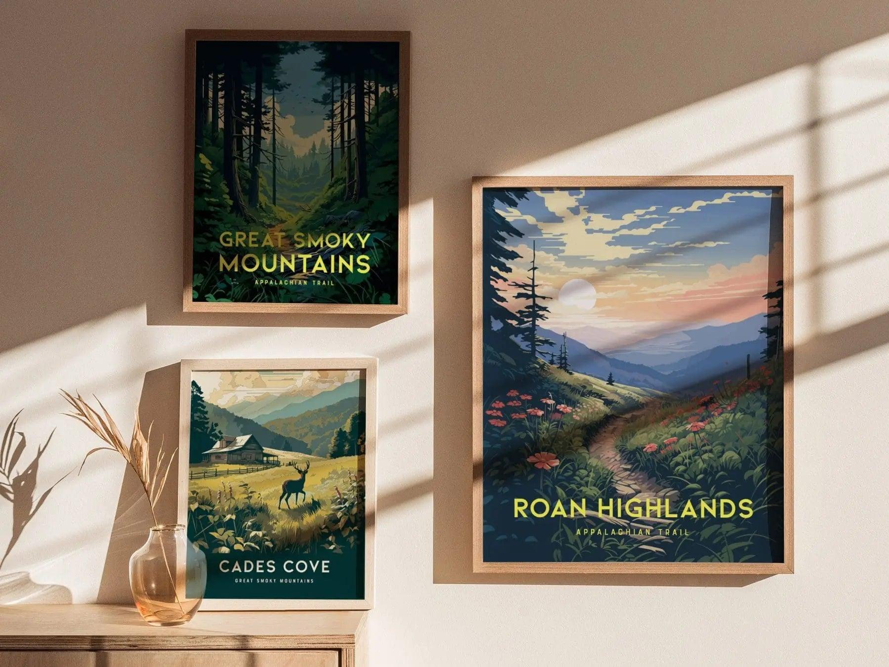 Roan Highlands Appalachian Trail, Framed Wall Art | AT, Carolina, Tennessee Mountains | Poster Hiker Backpacker Print Gift Idea Home Decor - Swell Scenes