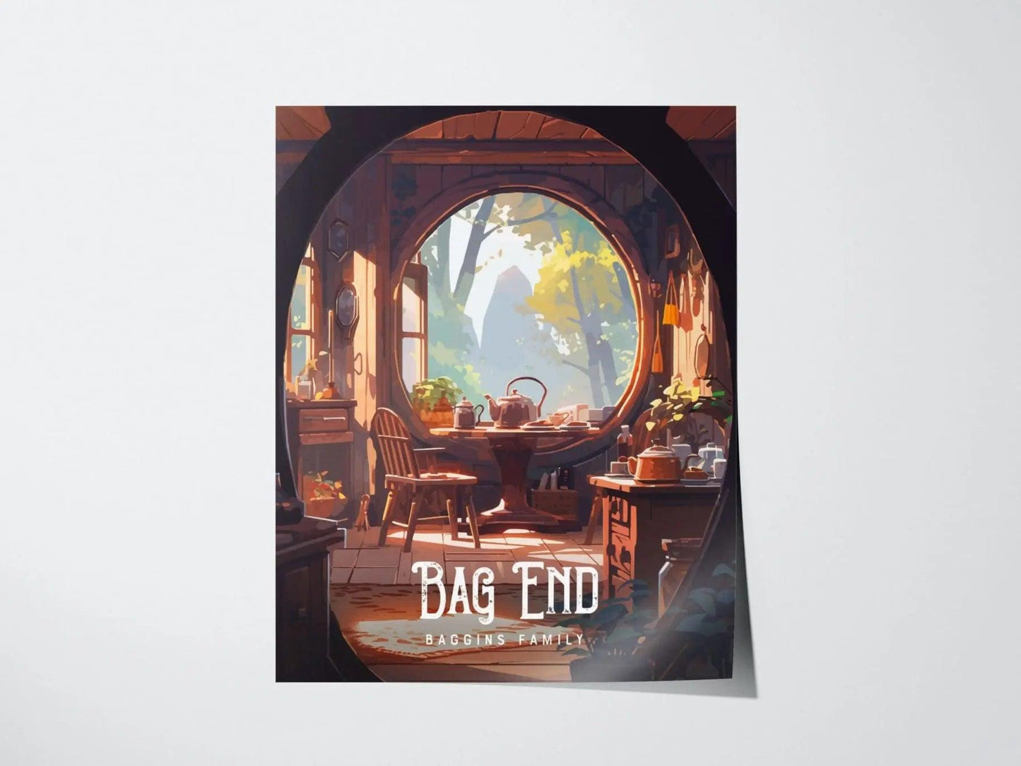 Bag End Shire Framed Wall Art | Lord Of The Rings Poster Design | Hobbit House Middle Earth Print | Tolkien Set Cottagecore LOTR Home Decor - Swell Scenes