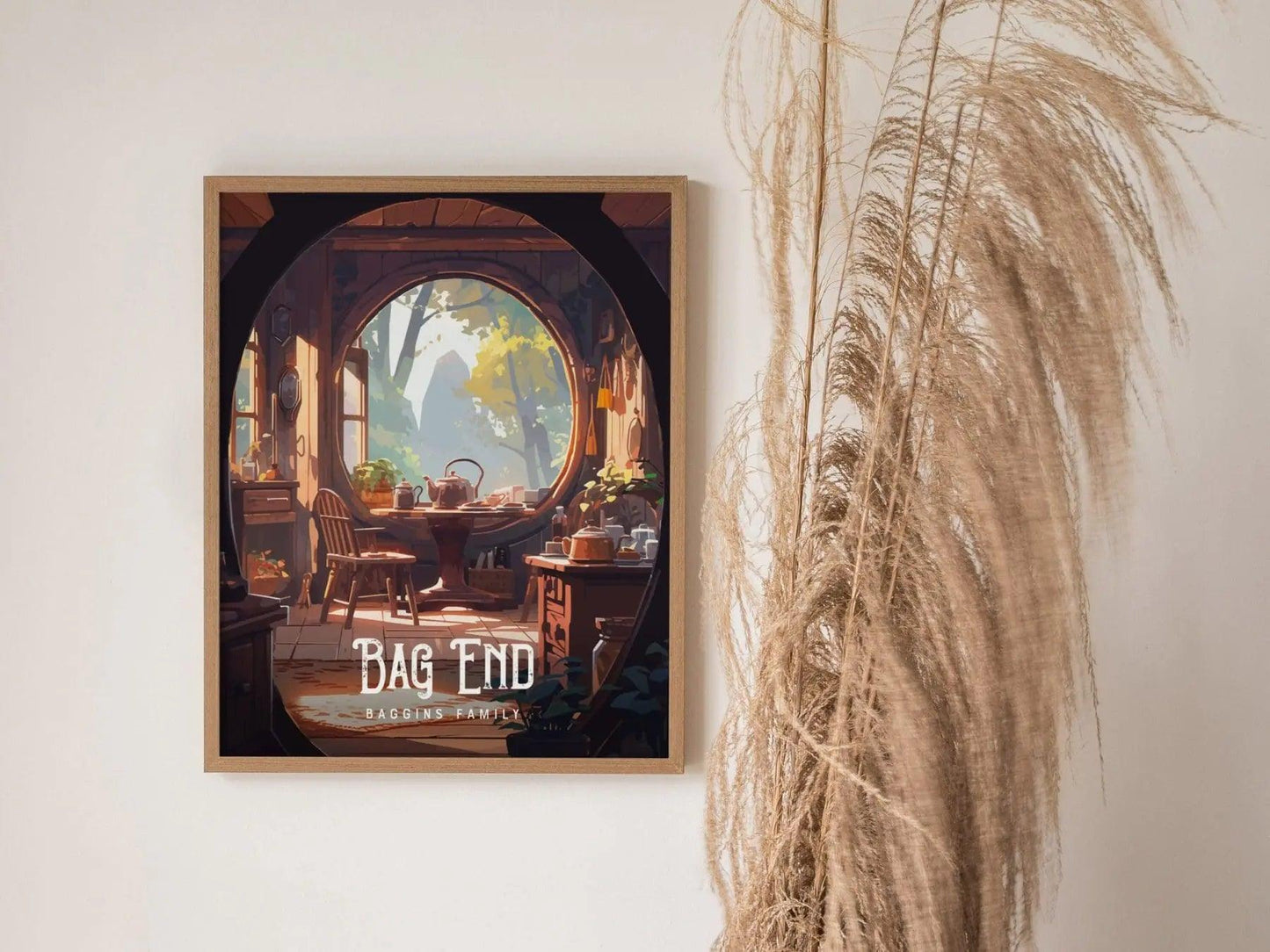 Bag End Shire Framed Wall Art | Lord Of The Rings Poster Design | Hobbit House Middle Earth Print | Tolkien Set Cottagecore LOTR Home Decor - Swell Scenes