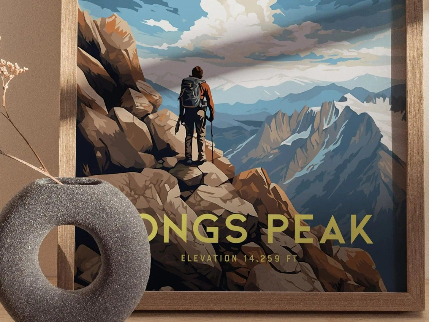 Longs Peak Estes Park Fourteener Colorado, Framed Wall Art | Rocky Mountains 14ers | 14er Climber Hiker Poster Print Gift Idea Home Decor - Swell Scenes