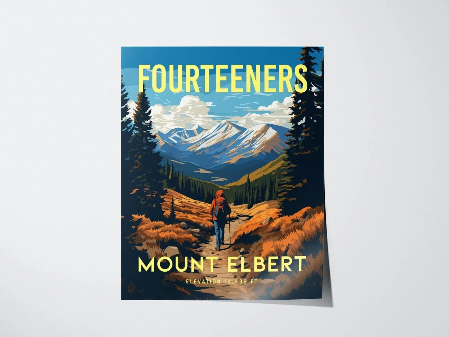 Mount Elbert Colorado Fourteener, Framed Wall Art | Rocky Mountains 14ers | 14er Climber Hiker Adventure Poster Print Gift Idea Home Decor - Swell Scenes