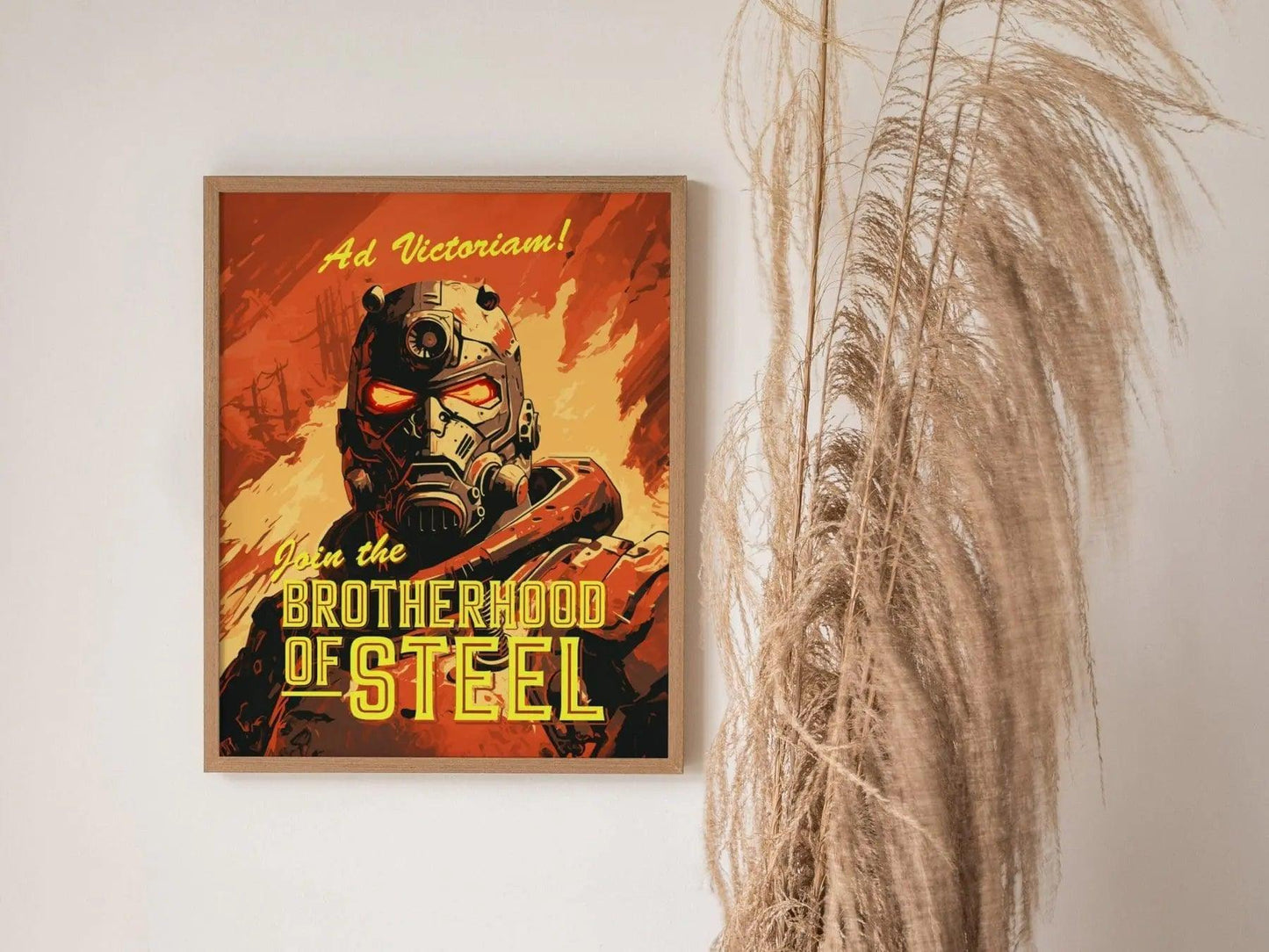 Fallout Game Brotherhood Of Steel Framed Wall Art | Apocalyptic Gamer Fan Poster Design Nuclear Prepper Series Print Gift Set RPG Home Decor - Swell Scenes
