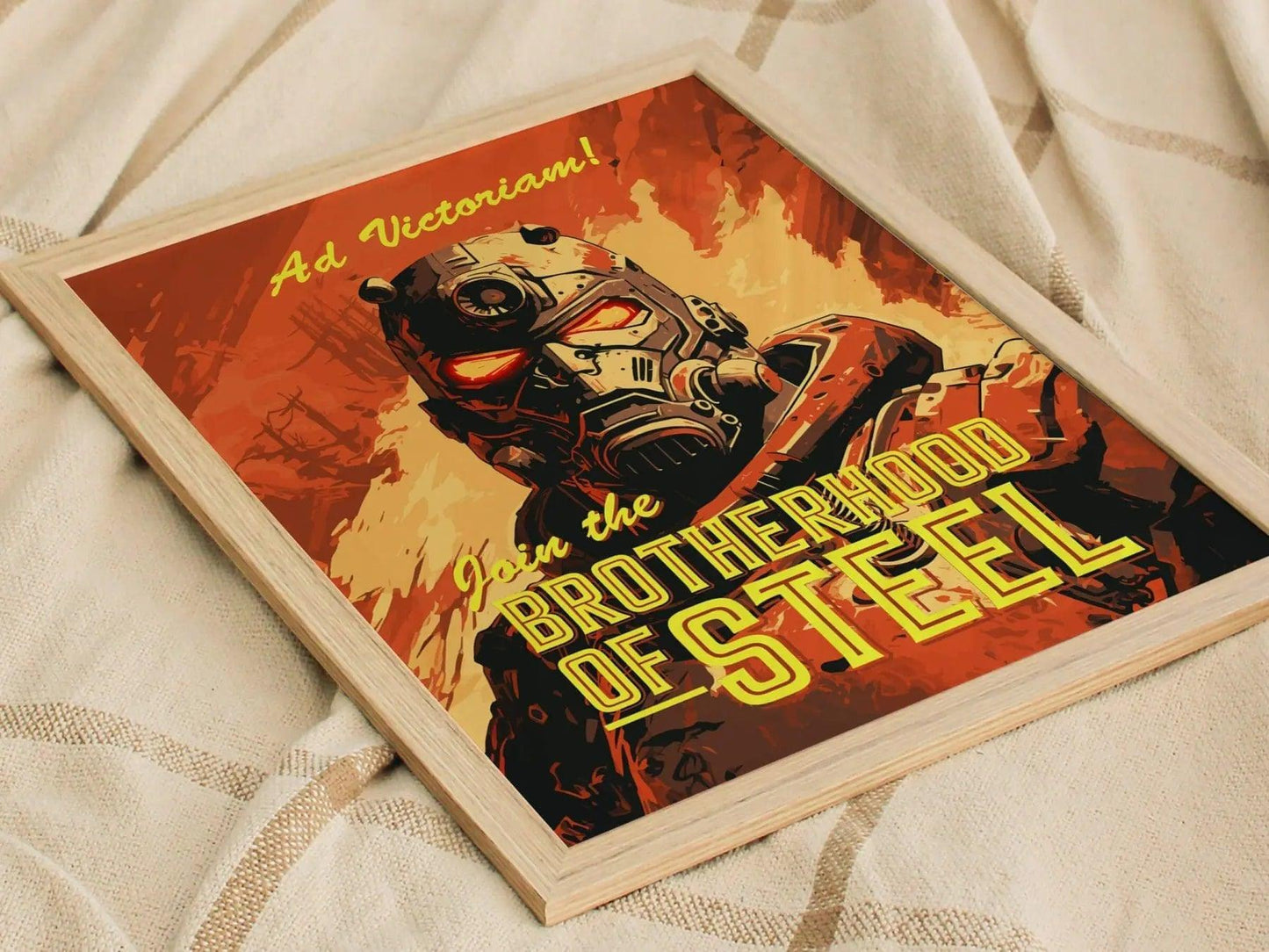 Fallout Game Brotherhood Of Steel Framed Wall Art | Apocalyptic Gamer Fan Poster Design Nuclear Prepper Series Print Gift Set RPG Home Decor - Swell Scenes