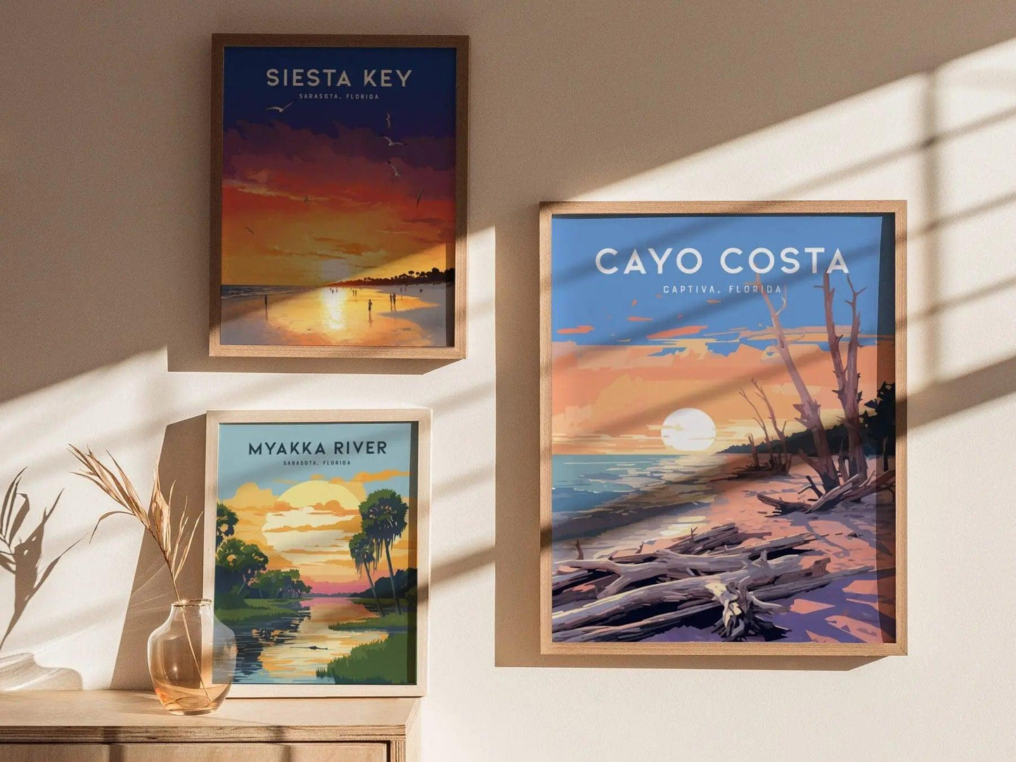 Cayo Costa State Park, Captiva, Florida Framed Wall Art - Sanibel Boca Grande Driftwood Beach Camping Poster Design Travel Island Print Gift - Swell Scenes