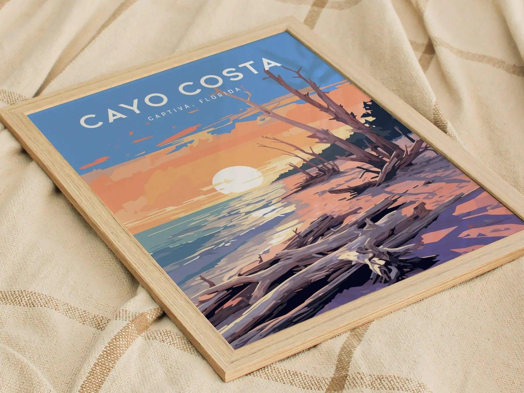 Cayo Costa State Park, Captiva, Florida Framed Wall Art - Sanibel Boca Grande Driftwood Beach Camping Poster Design Travel Island Print Gift - Swell Scenes