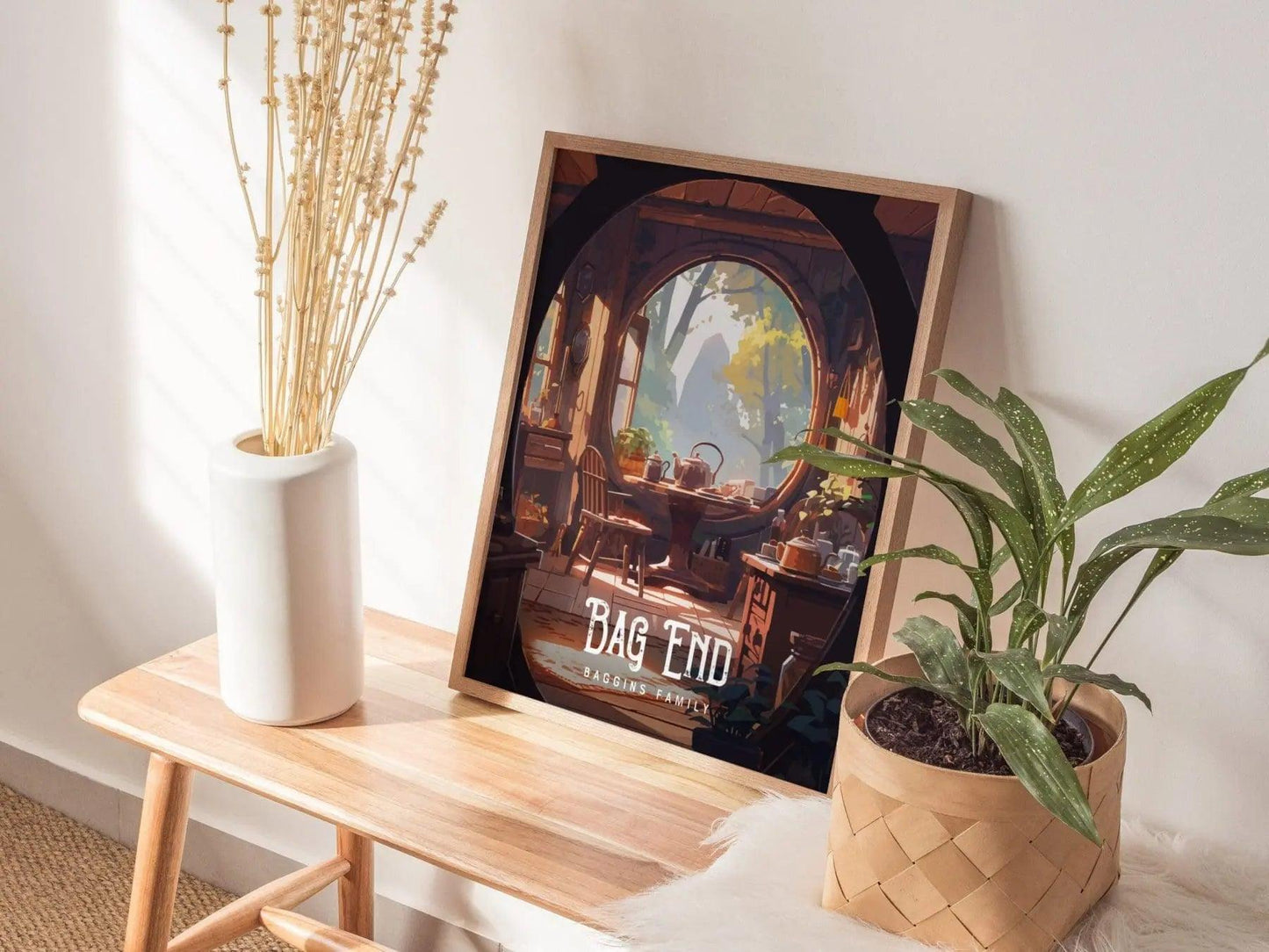 Bag End Shire Framed Wall Art | Lord Of The Rings Poster Design | Hobbit House Middle Earth Print | Tolkien Set Cottagecore LOTR Home Decor - Swell Scenes