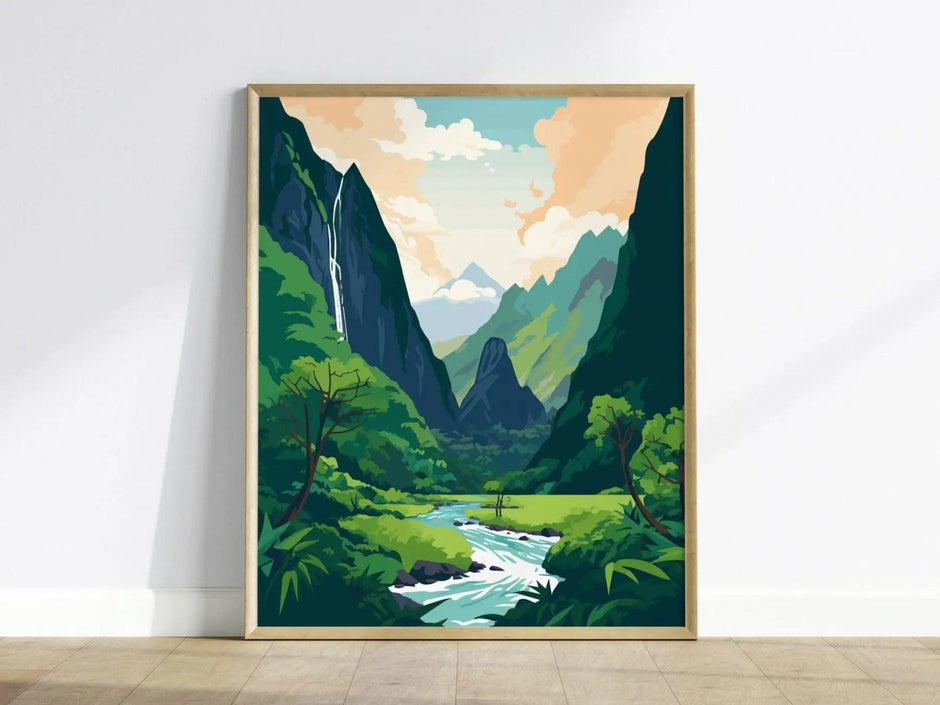 Iao Valley Needle, Maui, Hawaii (No Text) - Wall Art Poster Design Travel Rainforest Tropical Hawaiian Wailuku Print Gift Collection Set - Swell Scenes