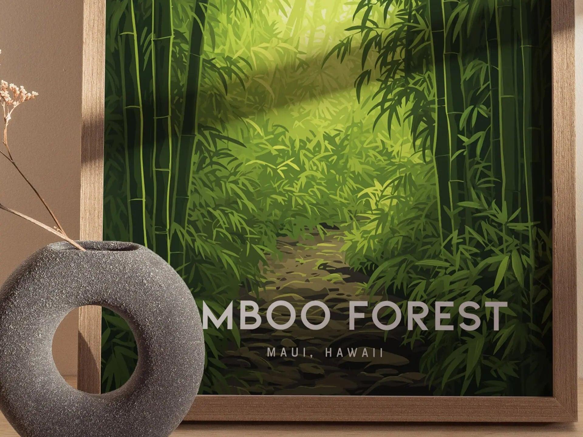 Bamboo Forest, Maui, Hawaii | Road To Hana Haiku Paia Hiking Trail Wall Art Poster Design Travel Print Travel Adventure Theme Tropical Gift - Swell Scenes