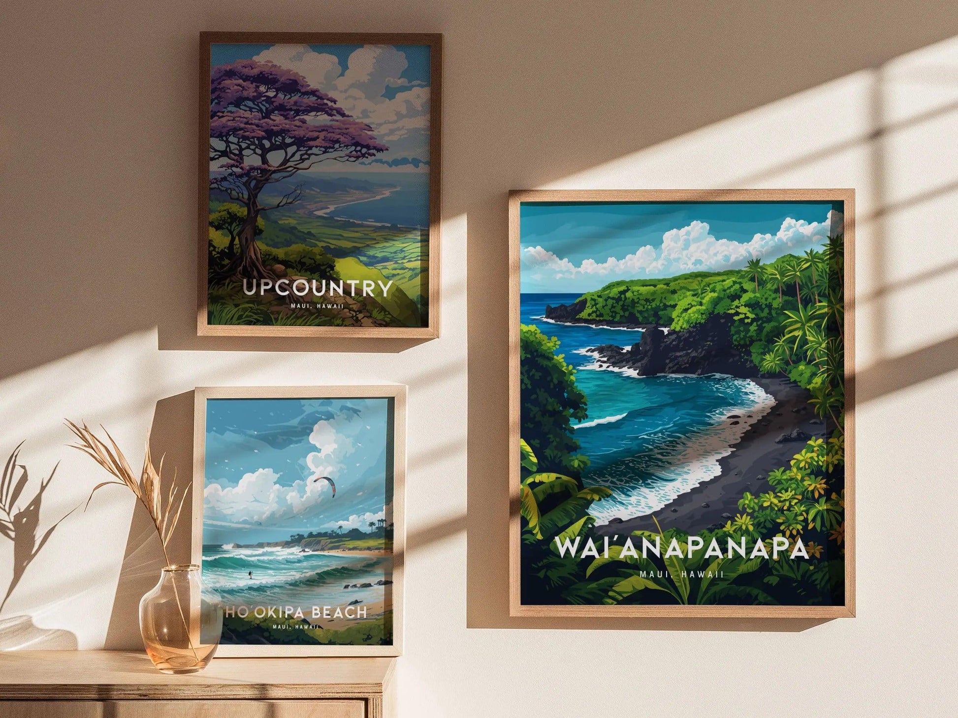 Waianapnapa State Park, Maui, Hawaii | Road To Hana Haiku Paia Black Sand Beach | Wall Art Poster Travel Print Adventure Theme Tropical Gift - Swell Scenes