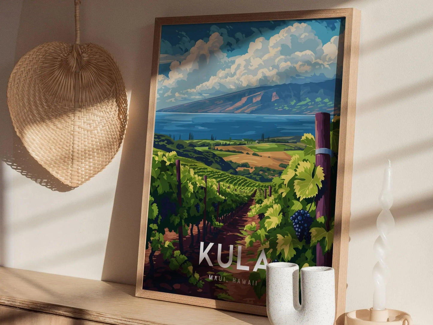 Kula Vineyard, Upcountry, Maui, Hawaii | Makawao Paia Pukalani Framed Wall Art Poster Design Travel Island Tropical Winery Print Gift Decor - Swell Scenes