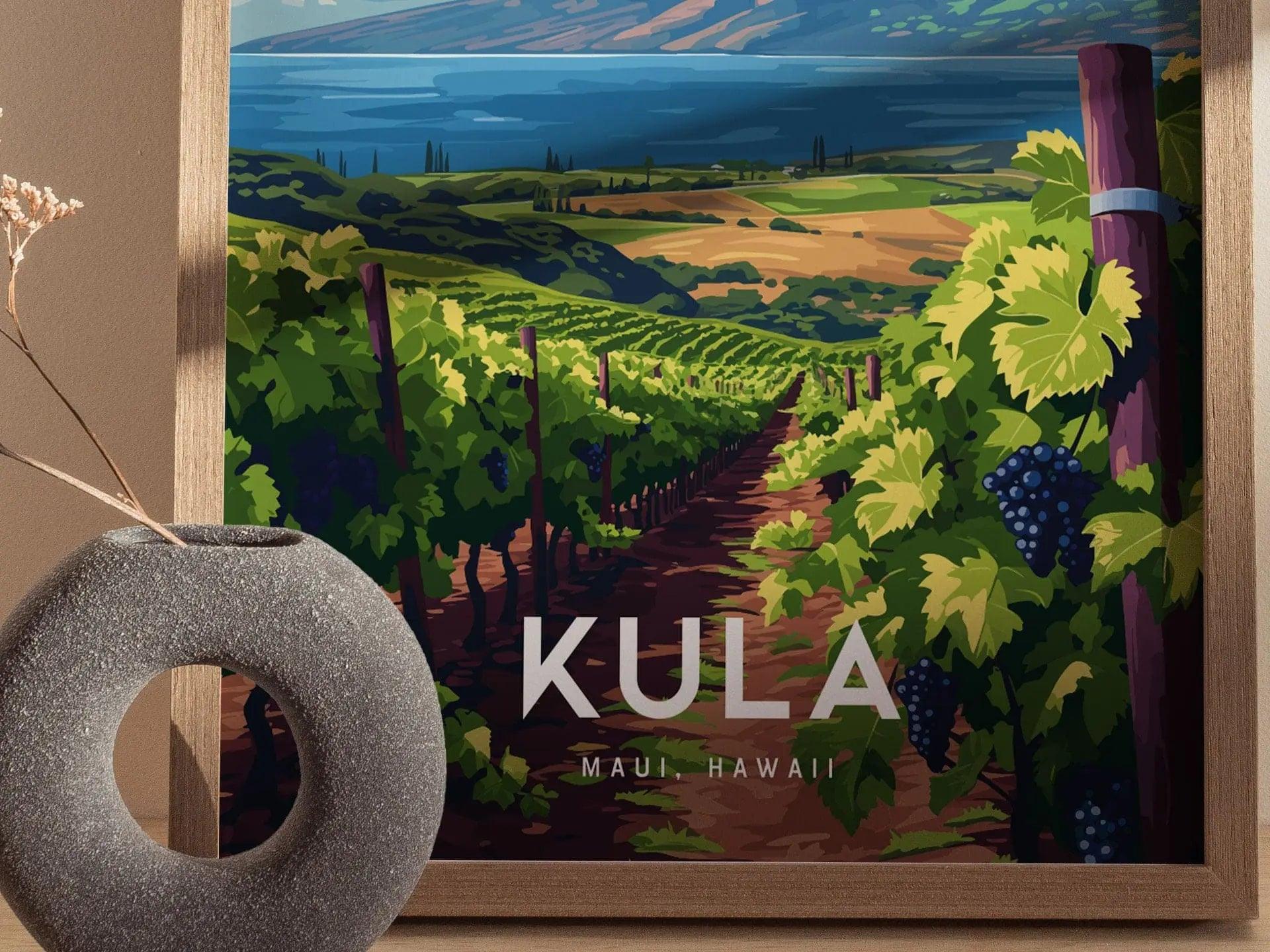 Kula Vineyard, Upcountry, Maui, Hawaii | Makawao Paia Pukalani Framed Wall Art Poster Design Travel Island Tropical Winery Print Gift Decor - Swell Scenes