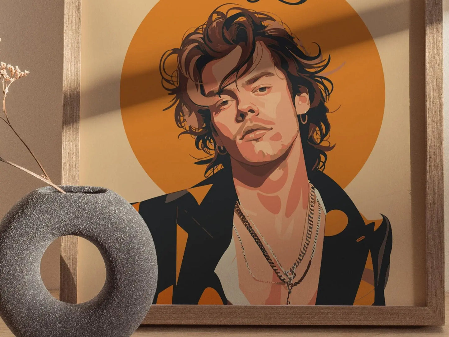 Harry Styles Wall Art Poster | One Direction Pop Star Style Icon Fan Framed Print Minimal Design Musician Artist Portrait Home Decor Gift - Swell Scenes