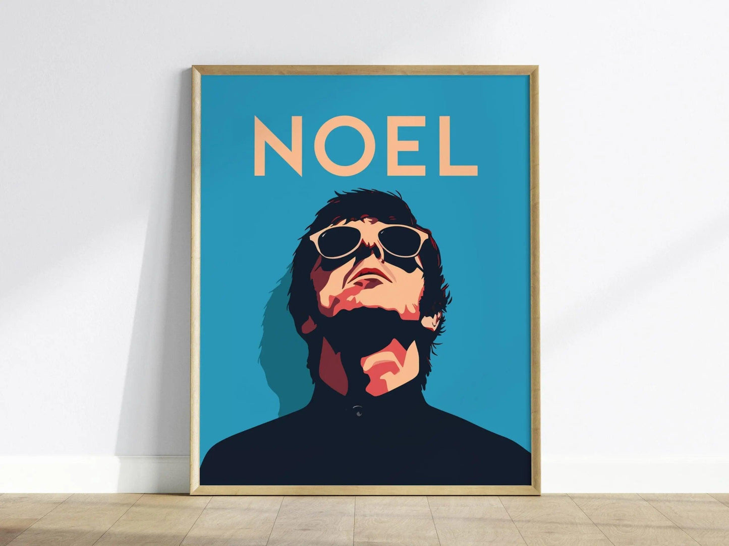 Noel Gallagher Wall Art Poster | Oasis Fan Rock Star Icon Framed Print Minimal Design High Flying Birds Guitarist Portrait Brit Decor Gift - Swell Scenes