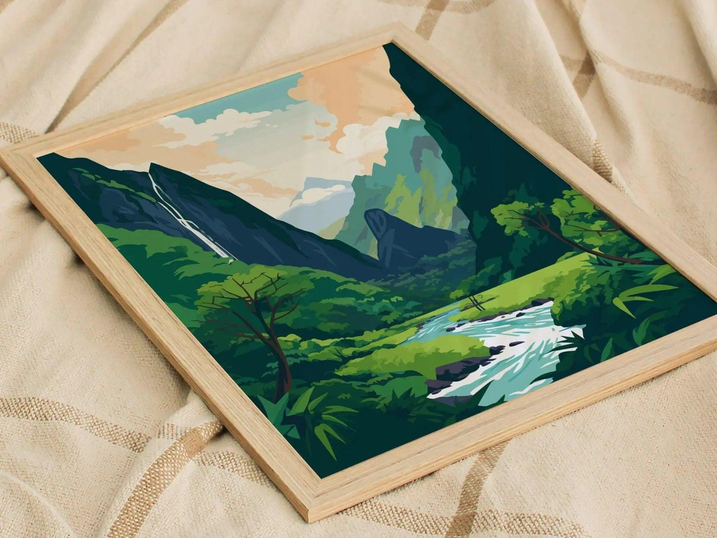 Iao Valley Needle, Maui, Hawaii (No Text) - Wall Art Poster Design Travel Rainforest Tropical Hawaiian Wailuku Print Gift Collection Set - Swell Scenes