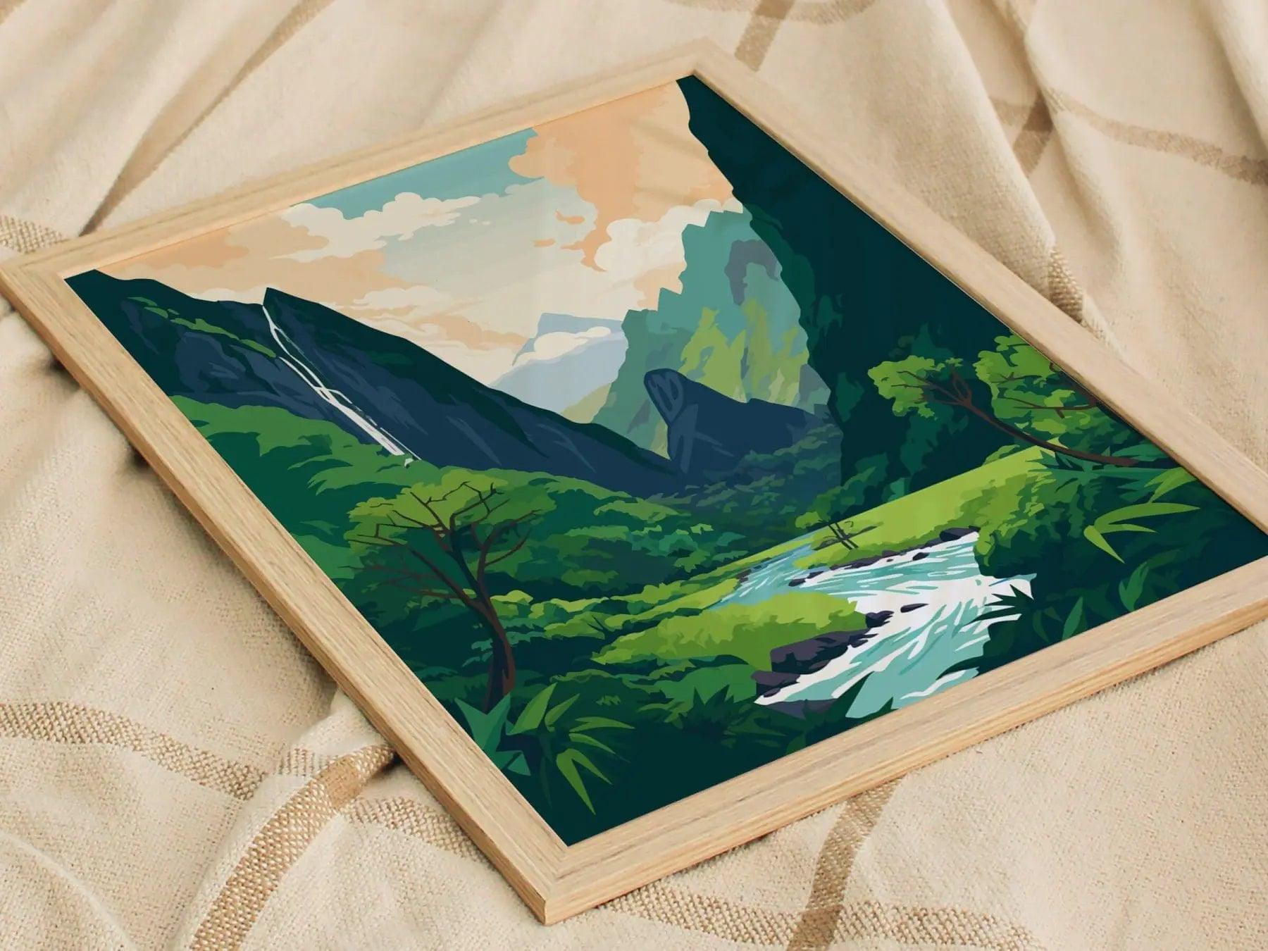 Iao Valley Needle, Maui, Hawaii (No Text) - Wall Art Poster Design Travel Rainforest Tropical Hawaiian Wailuku Print Gift Collection Set - Swell Scenes