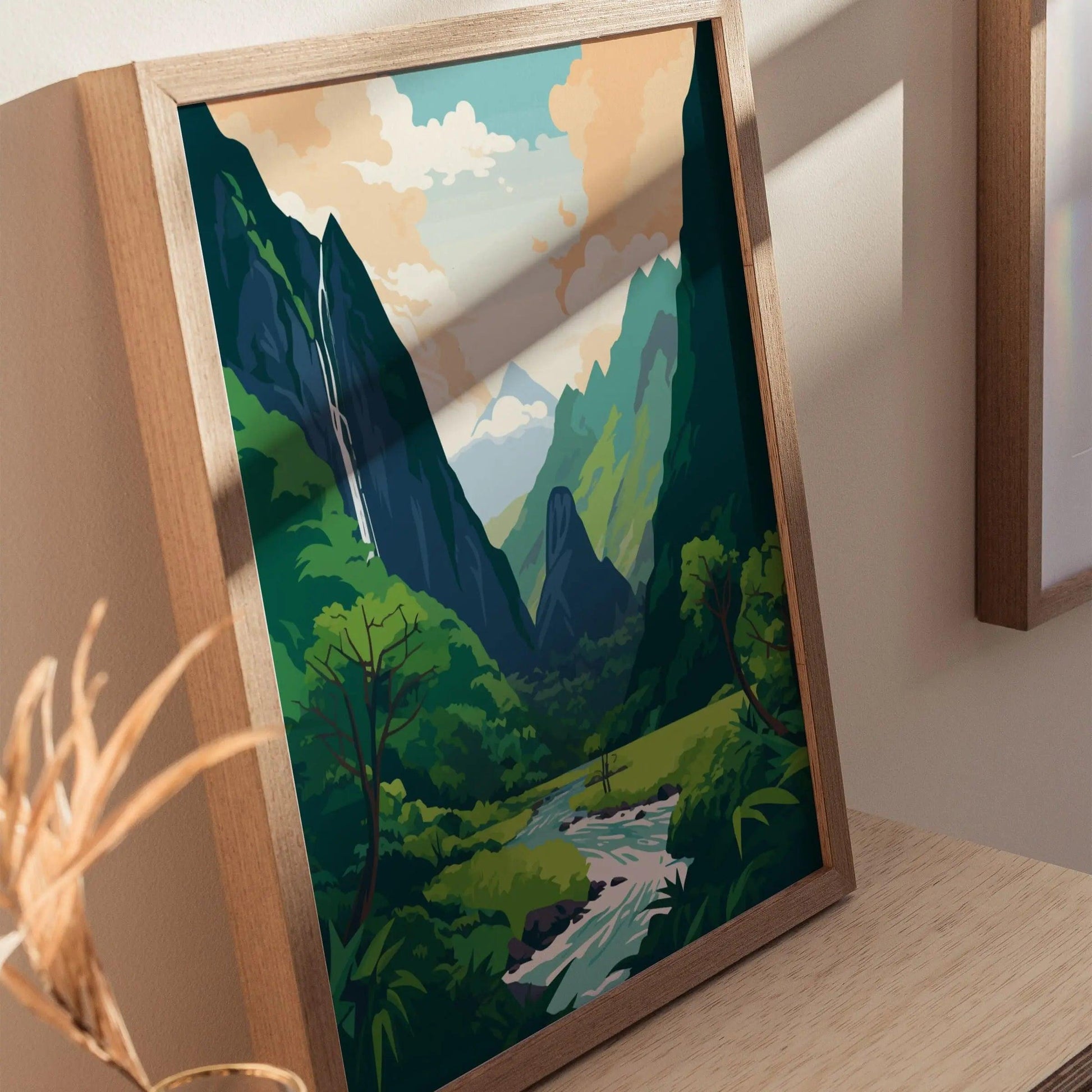 Iao Valley Needle, Maui, Hawaii (No Text) - Wall Art Poster Design Travel Rainforest Tropical Hawaiian Wailuku Print Gift Collection Set - Swell Scenes