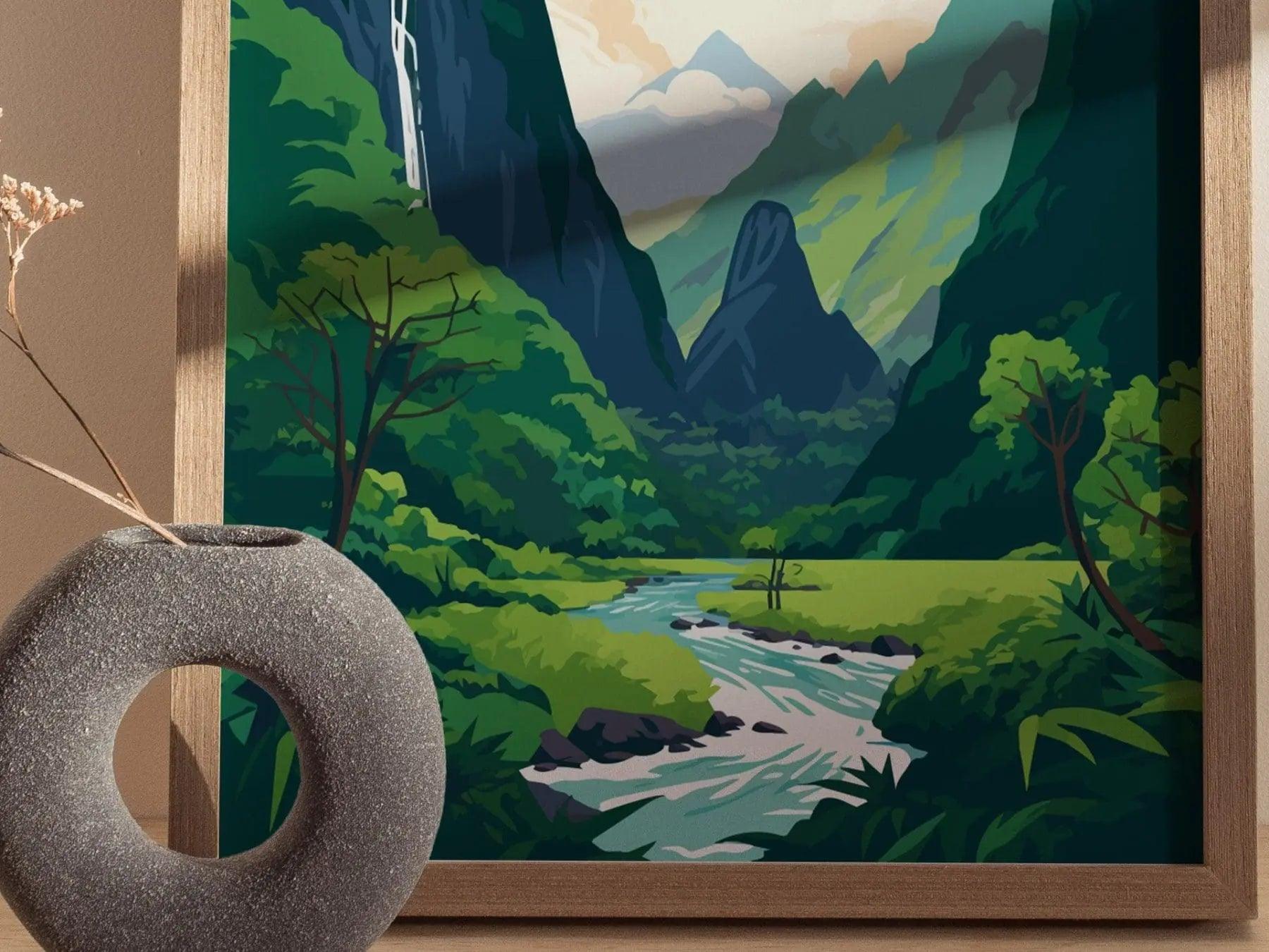 Iao Valley Needle, Maui, Hawaii (No Text) - Wall Art Poster Design Travel Rainforest Tropical Hawaiian Wailuku Print Gift Collection Set - Swell Scenes