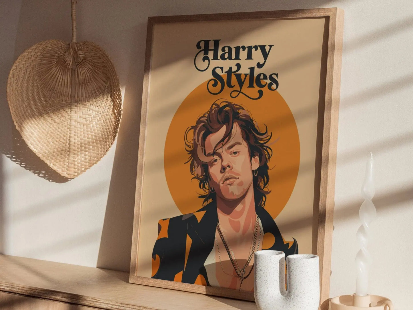 Harry Styles Wall Art Poster | One Direction Pop Star Style Icon Fan Framed Print Minimal Design Musician Artist Portrait Home Decor Gift - Swell Scenes