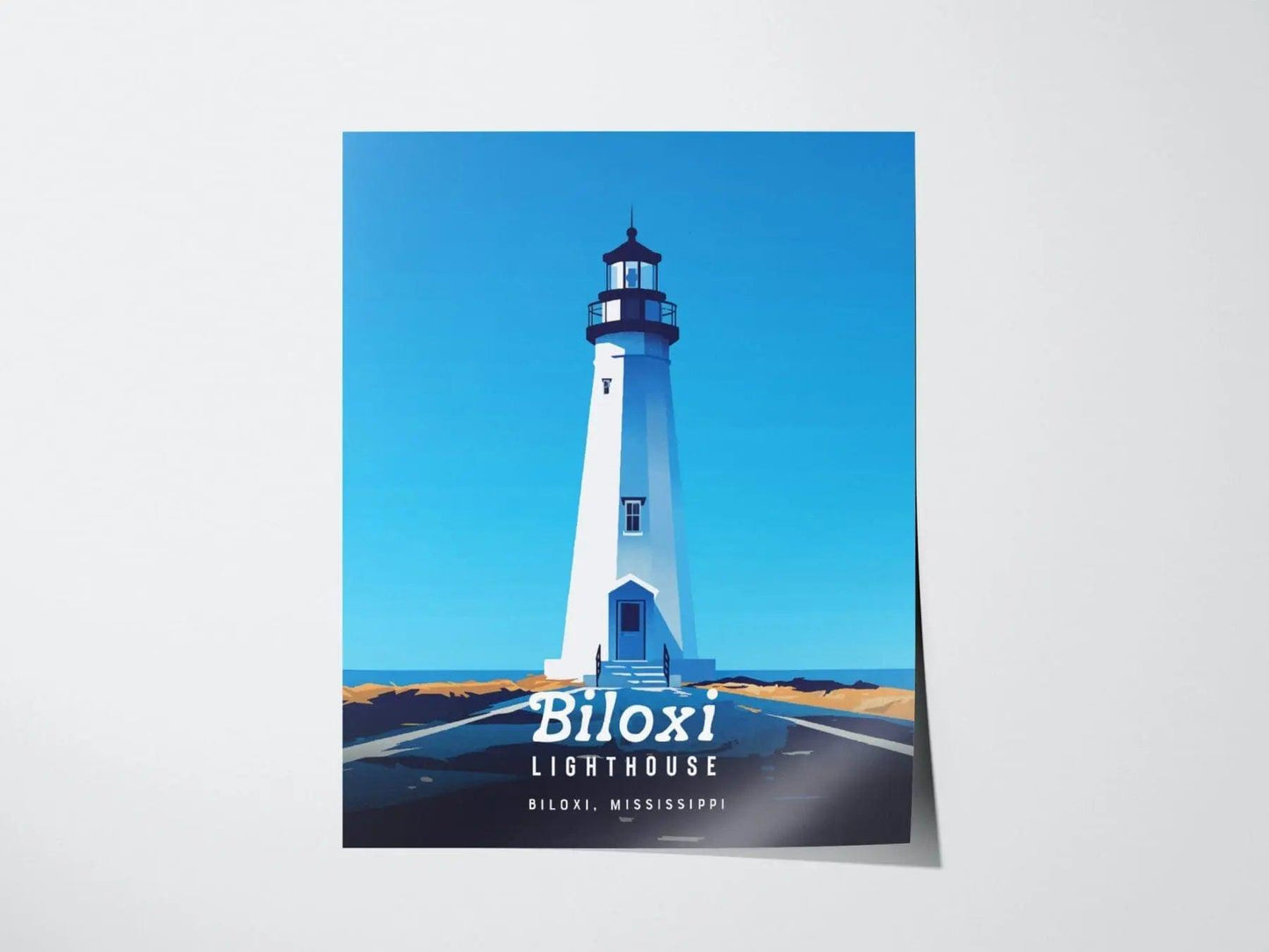Biloxi Lighthouse, Mississippi - Coastal Beacon Heritage Poster | Biloxi Lighthouse Print Collection | Home Cottage Decor, Travel Print - Swell Scenes