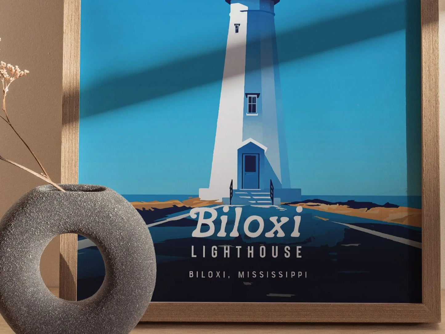 Biloxi Lighthouse, Mississippi - Coastal Beacon Heritage Poster | Biloxi Lighthouse Print Collection | Home Cottage Decor, Travel Print - Swell Scenes