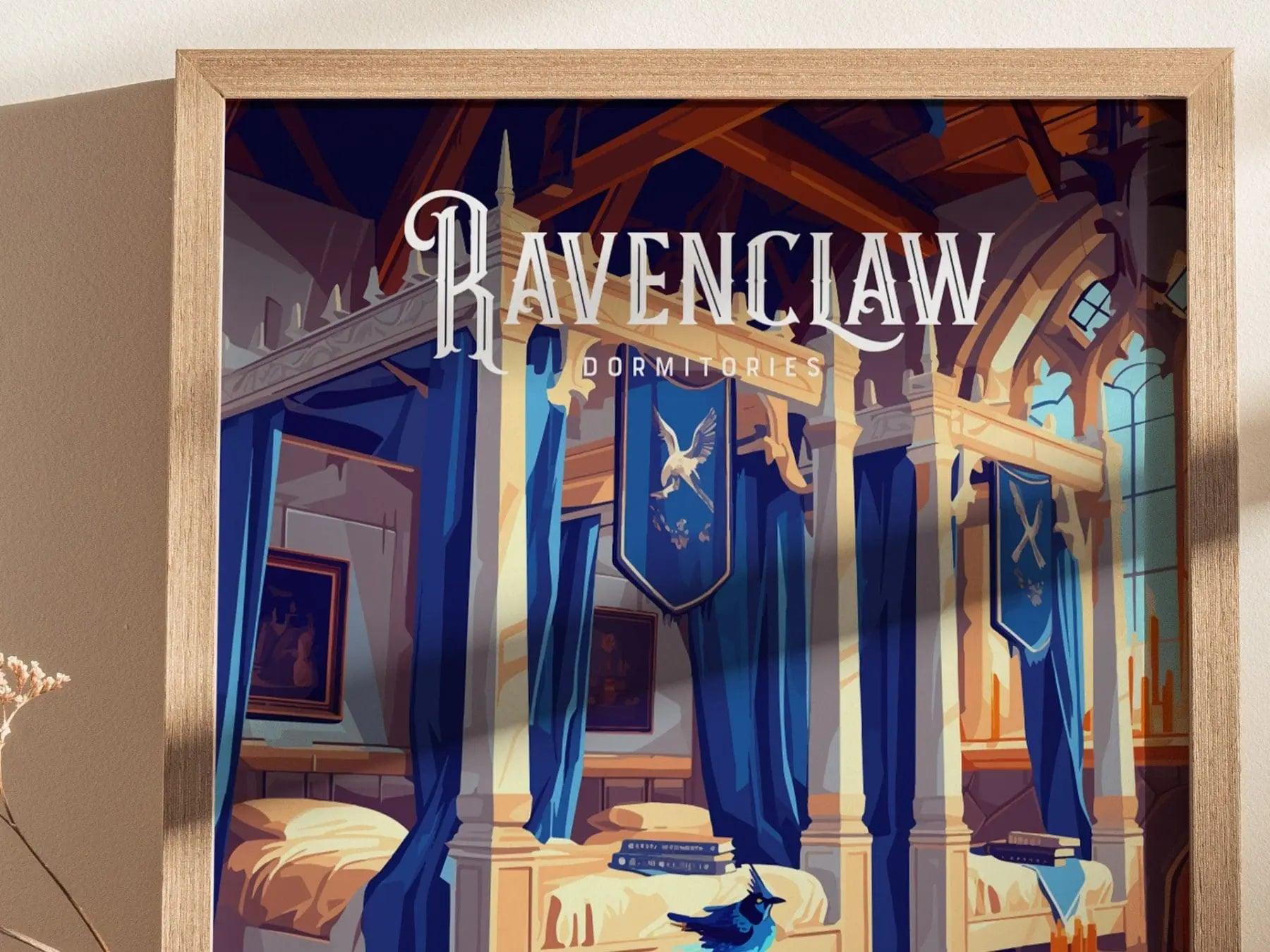Ravenclaw Dormitories, Hogwarts Castle, Harry Potter Framed Wall Art | Dorm Poster Print Dark Academia Witchy Wiccan Home Decor Gift Set - Swell Scenes