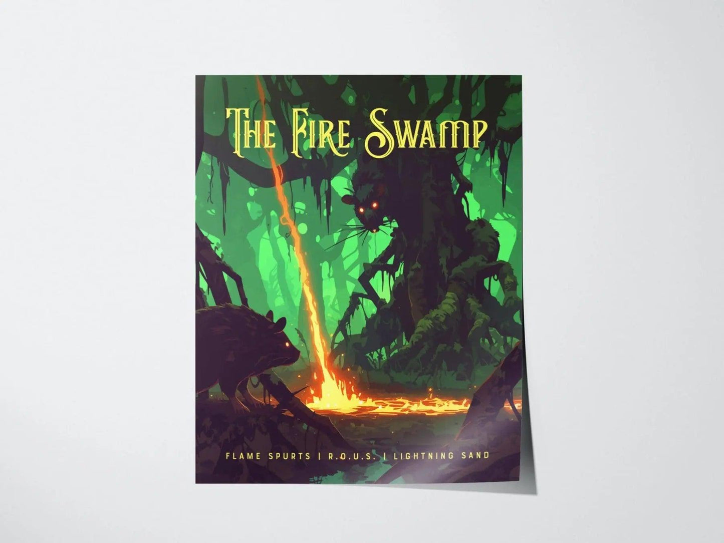 Fire Swamp, Princess Bride Collection, Framed Wall Art | ROUS Movie Poster Print Classic Fantasy Home Office Decor Gift Set 80s Nostalgia - Swell Scenes